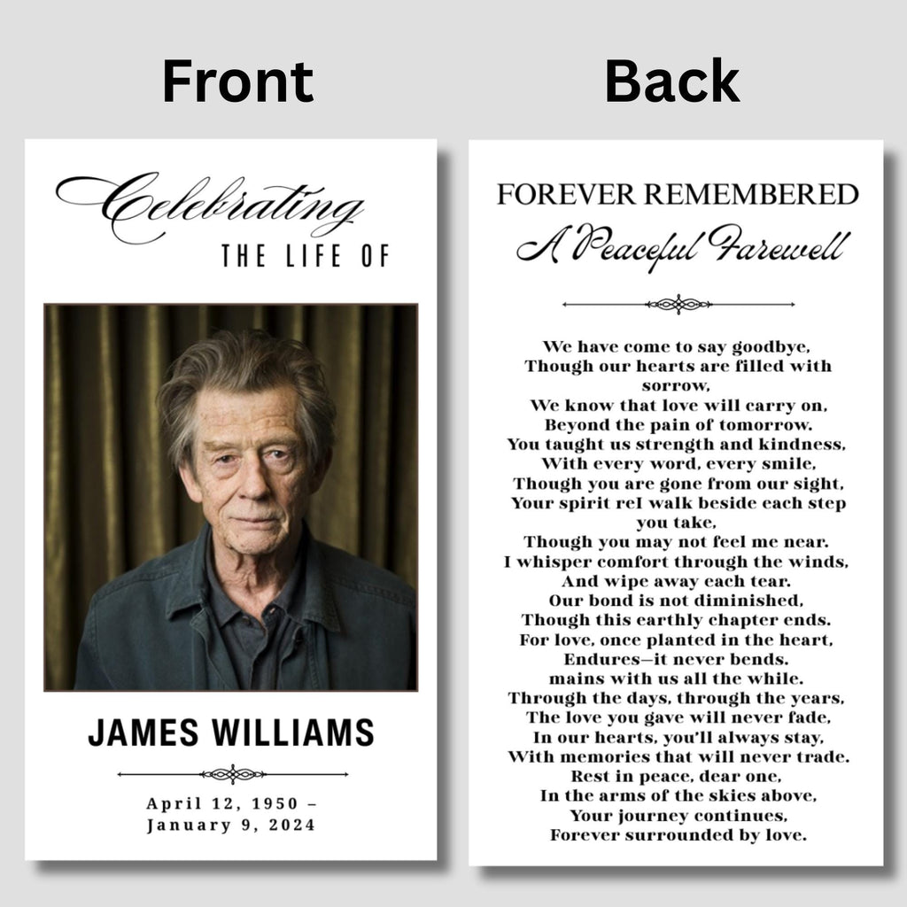 Funeral Prayer Card Canva Editable Template, In Loving Memory Template, Memorial Prayer Card, Printable Funeral Remembrance Card - Editable Memorial Canva Template