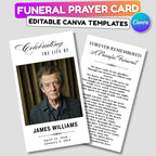 Funeral Prayer Card Canva Editable Template, In Loving Memory Template, Memorial Prayer Card, Printable Funeral Remembrance Card - Editable Memorial Canva Template
