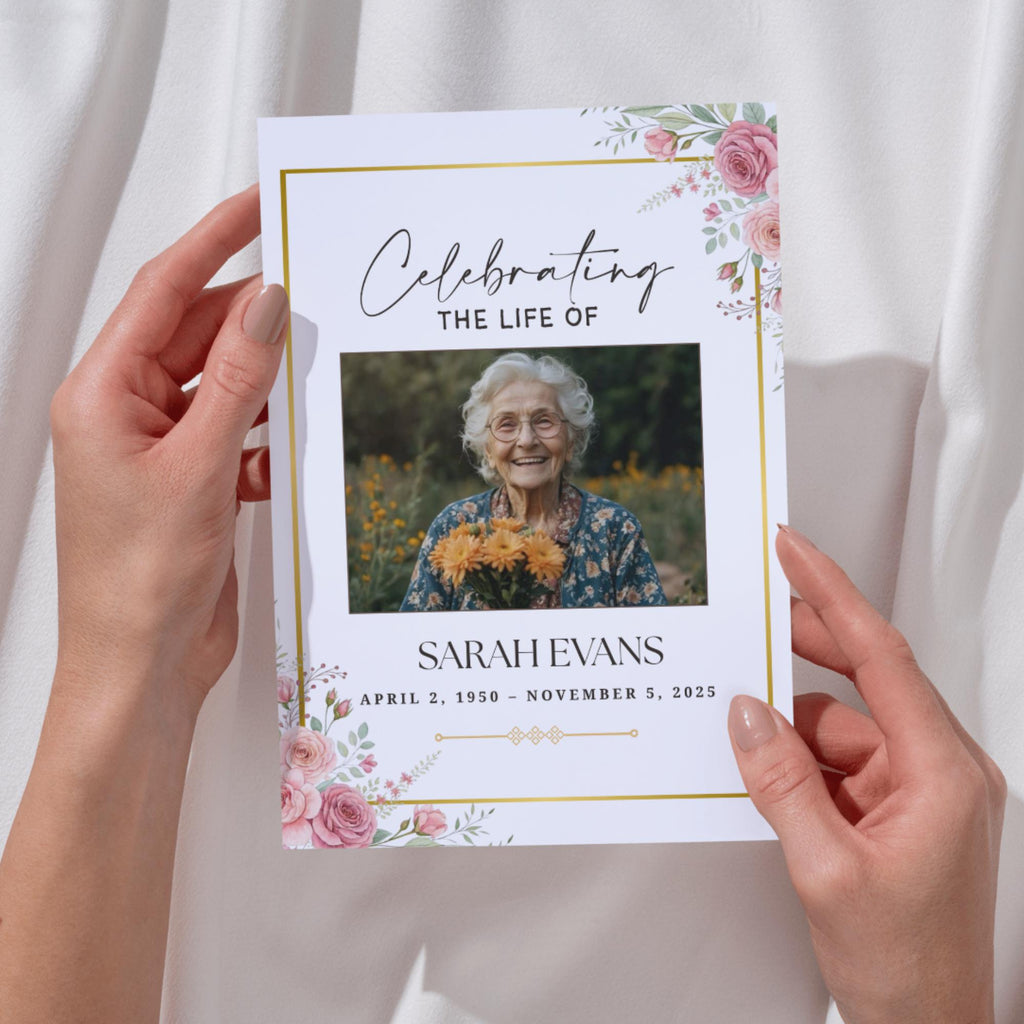 Funeral Prayer Card Canva Editable Template, In Loving Memory Template, Memorial Prayer Card, Printable Funeral Remembrance Card - Editable Memorial Canva Template