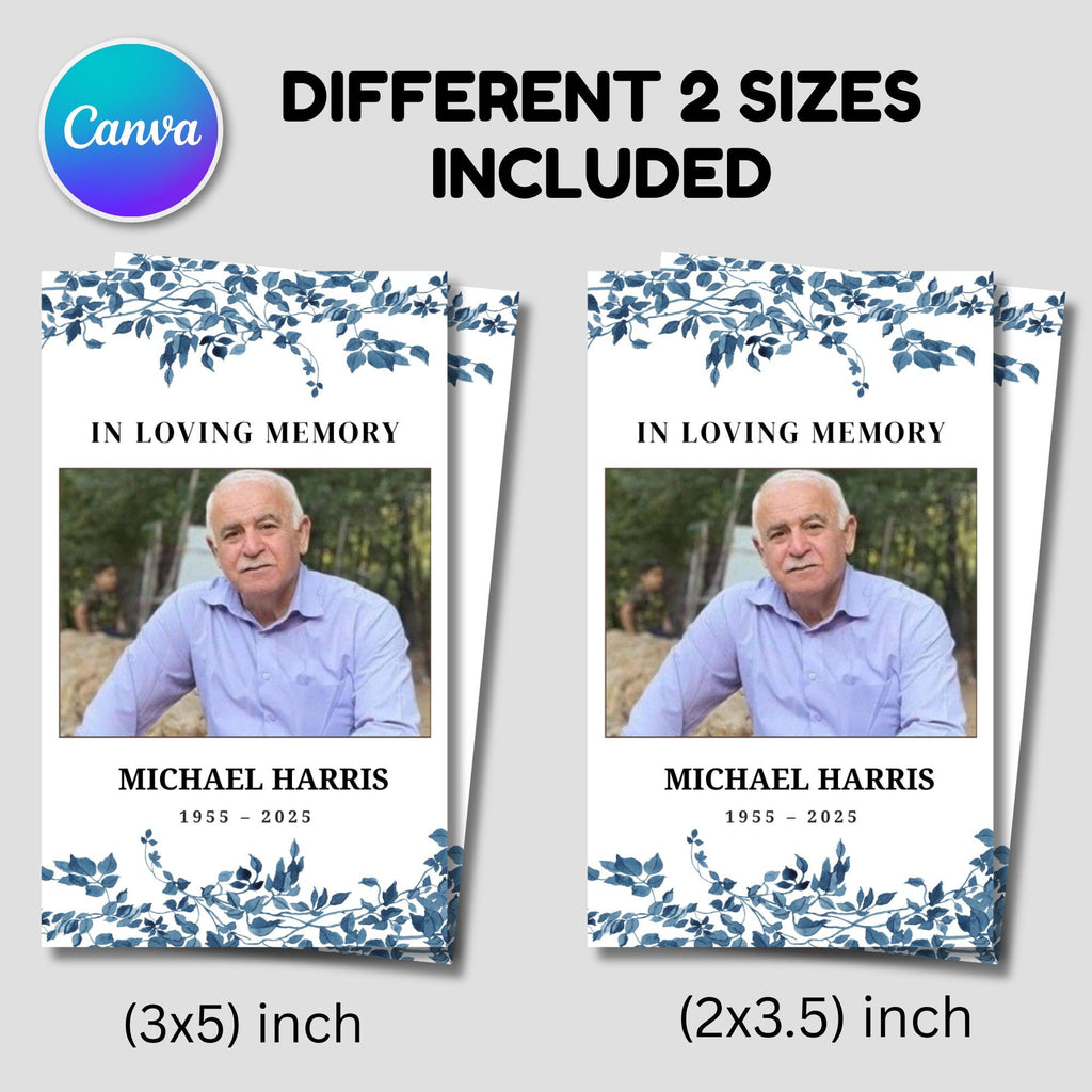 Funeral Prayer Card Canva Editable Template, In Loving Memory Template, Memorial Prayer Card, Printable Funeral Remembrance Card - Editable Memorial Canva Template