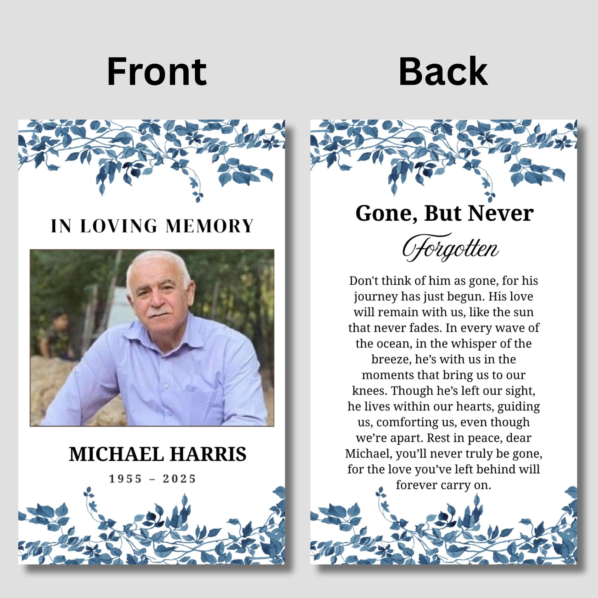 Funeral Prayer Card Canva Editable Template, In Loving Memory Template, Memorial Prayer Card, Printable Funeral Remembrance Card - Editable Memorial Canva Template