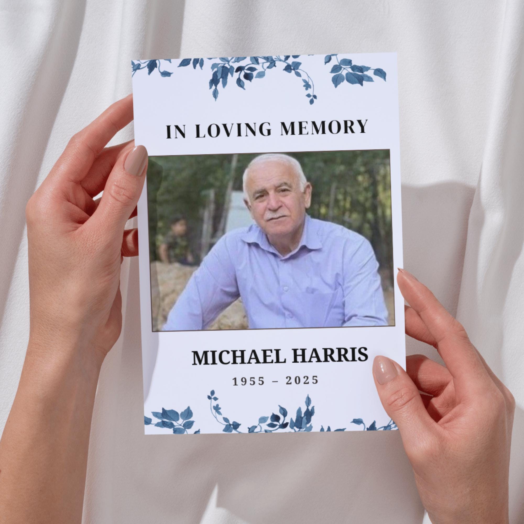 Funeral Prayer Card Canva Editable Template, In Loving Memory Template, Memorial Prayer Card, Printable Funeral Remembrance Card - Editable Memorial Canva Template