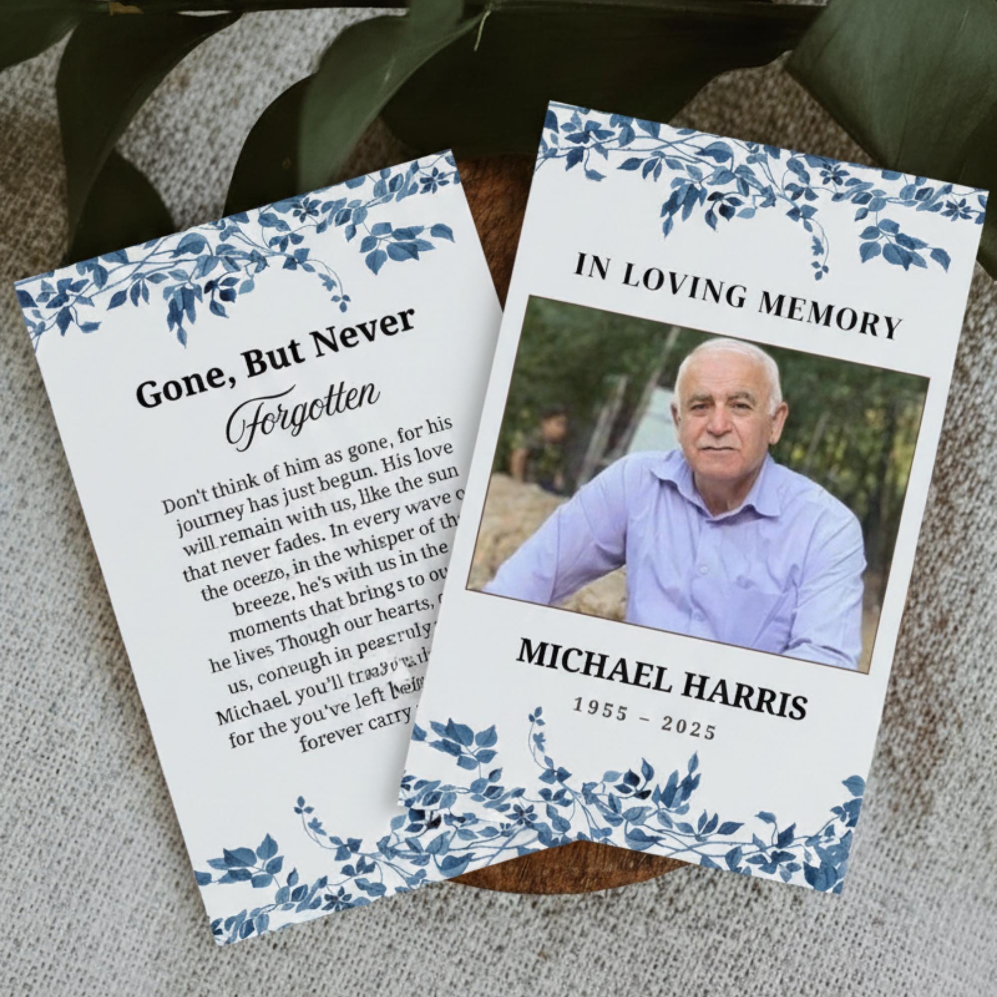 Funeral Prayer Card Canva Editable Template, In Loving Memory Template, Memorial Prayer Card, Printable Funeral Remembrance Card - Editable Memorial Canva Template