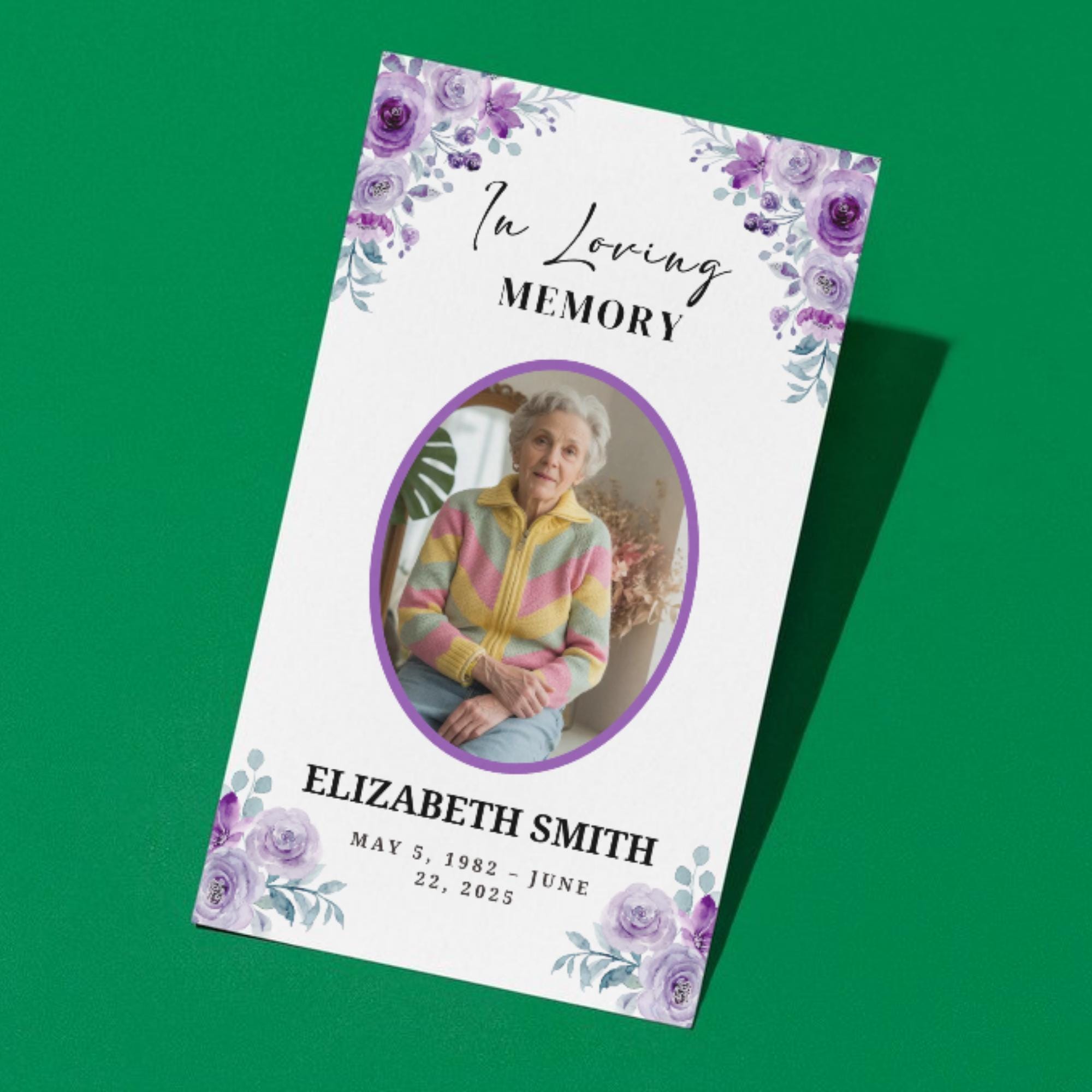 Funeral Prayer Card Canva Editable Template, In Loving Memory Template, Memorial Prayer Card, Printable Funeral Remembrance Card - Editable Memorial Canva Template