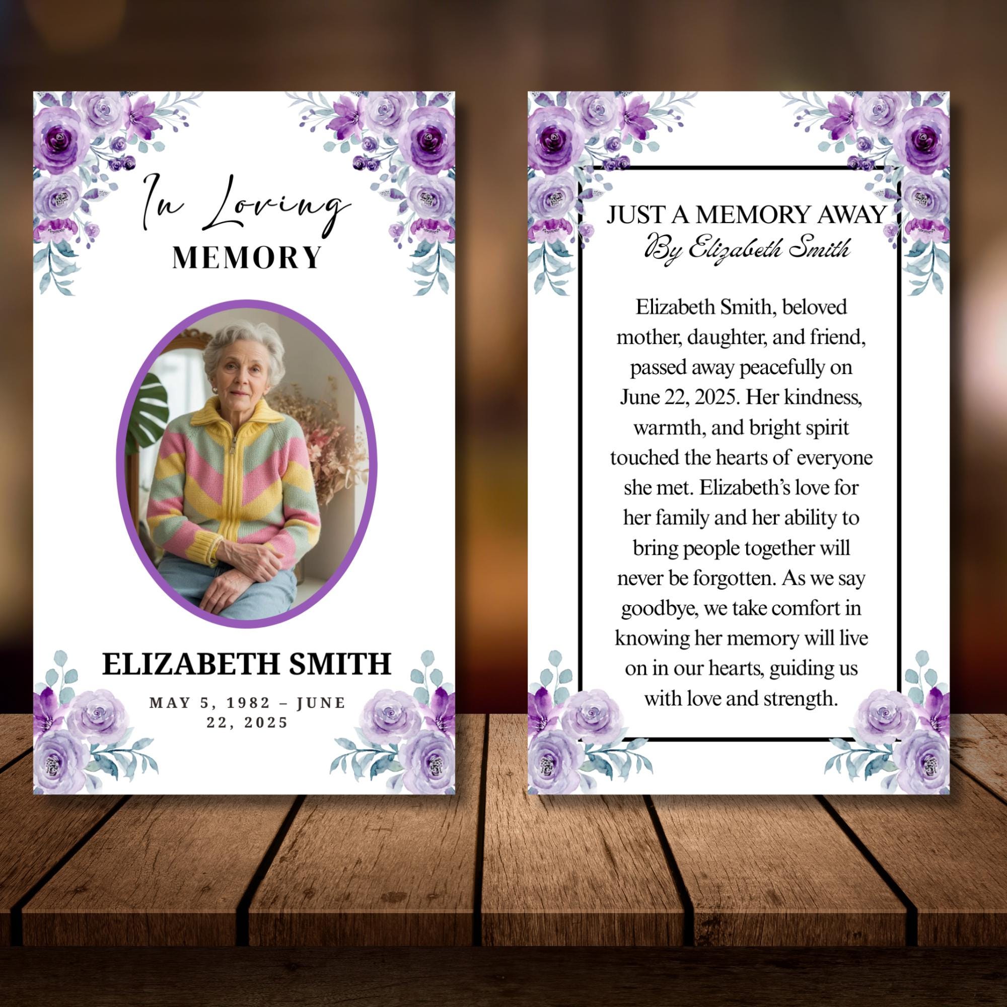 Funeral Prayer Card Canva Editable Template, In Loving Memory Template, Memorial Prayer Card, Printable Funeral Remembrance Card - Editable Memorial Canva Template