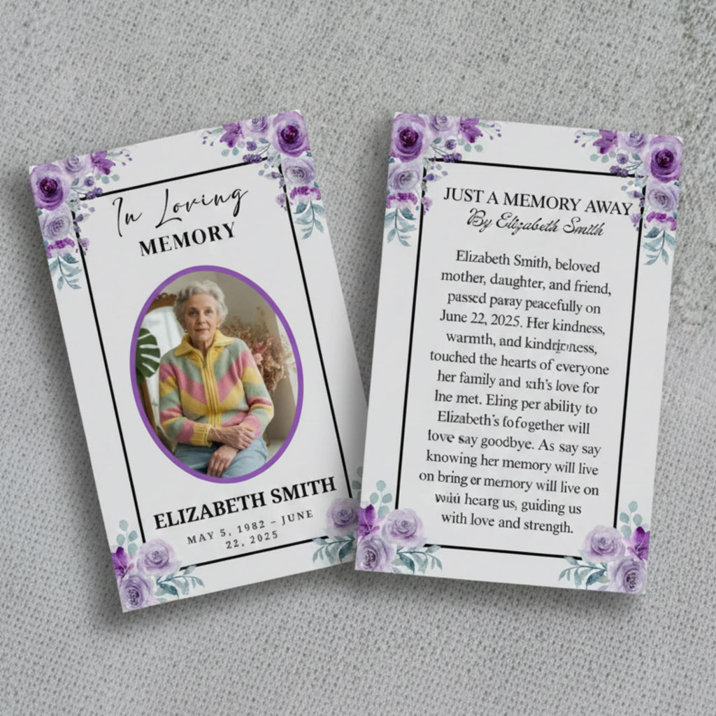 Funeral Prayer Card Canva Editable Template, In Loving Memory Template, Memorial Prayer Card, Printable Funeral Remembrance Card - Editable Memorial Canva Template