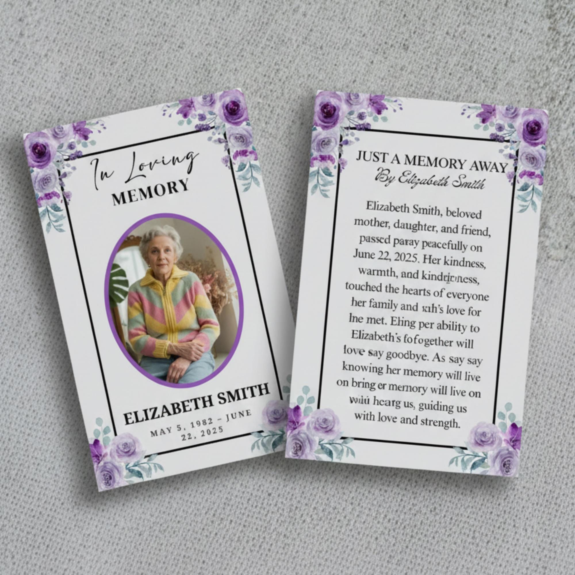 Funeral Prayer Card Canva Editable Template, In Loving Memory Template, Memorial Prayer Card, Printable Funeral Remembrance Card - Editable Memorial Canva Template