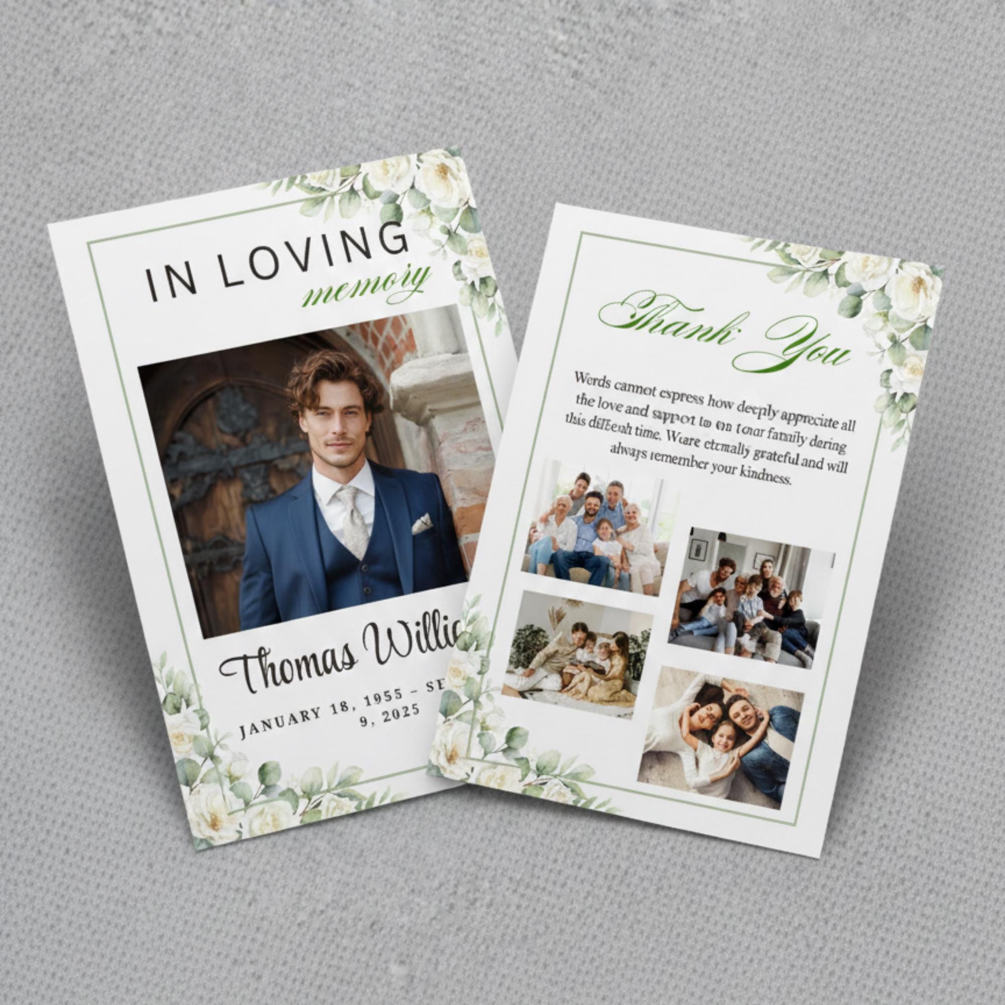 Funeral Prayer Card Canva Editable Template, In Loving Memory Template, Memorial Prayer Card, Printable Funeral Remembrance Card - Editable Memorial Canva Template