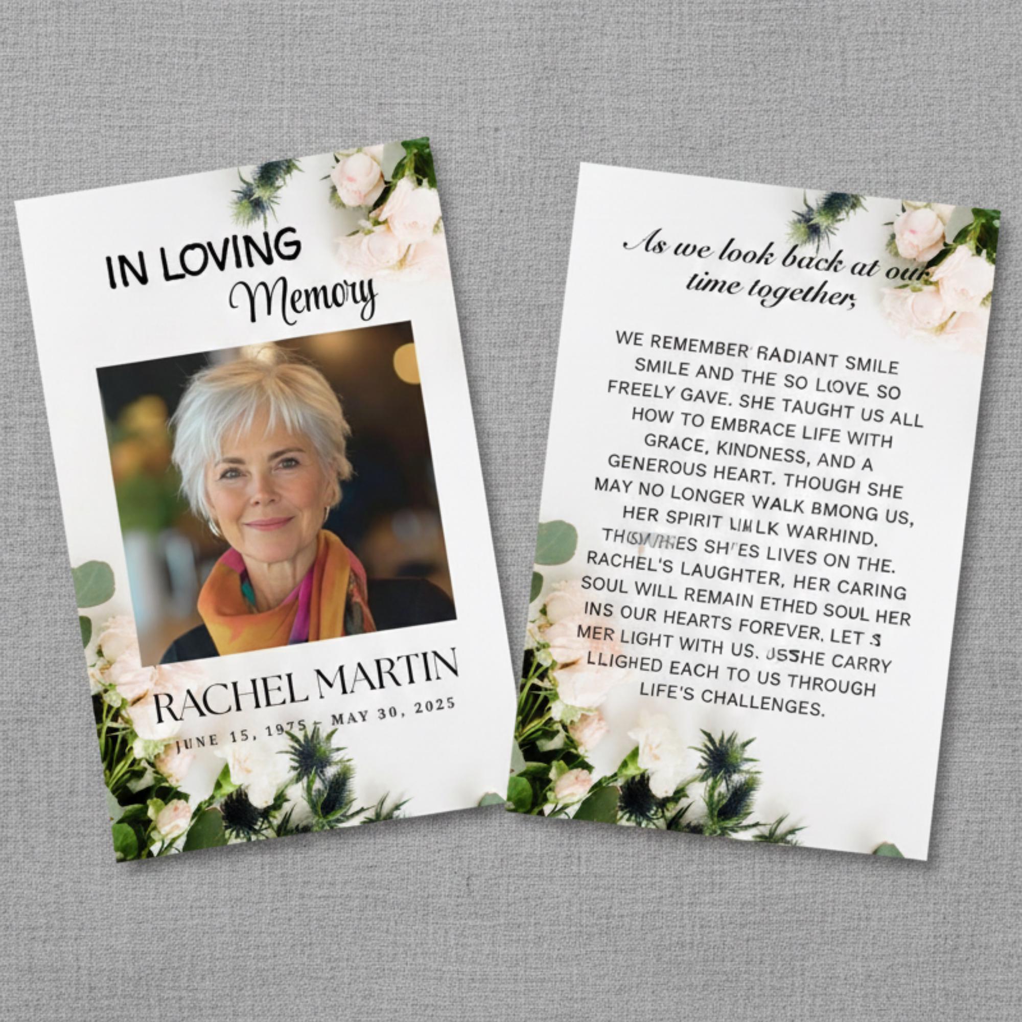 Funeral Prayer Card Canva Editable Template, In Loving Memory Template, Memorial Prayer Card, Printable Funeral Remembrance Card - Editable Memorial Canva Template
