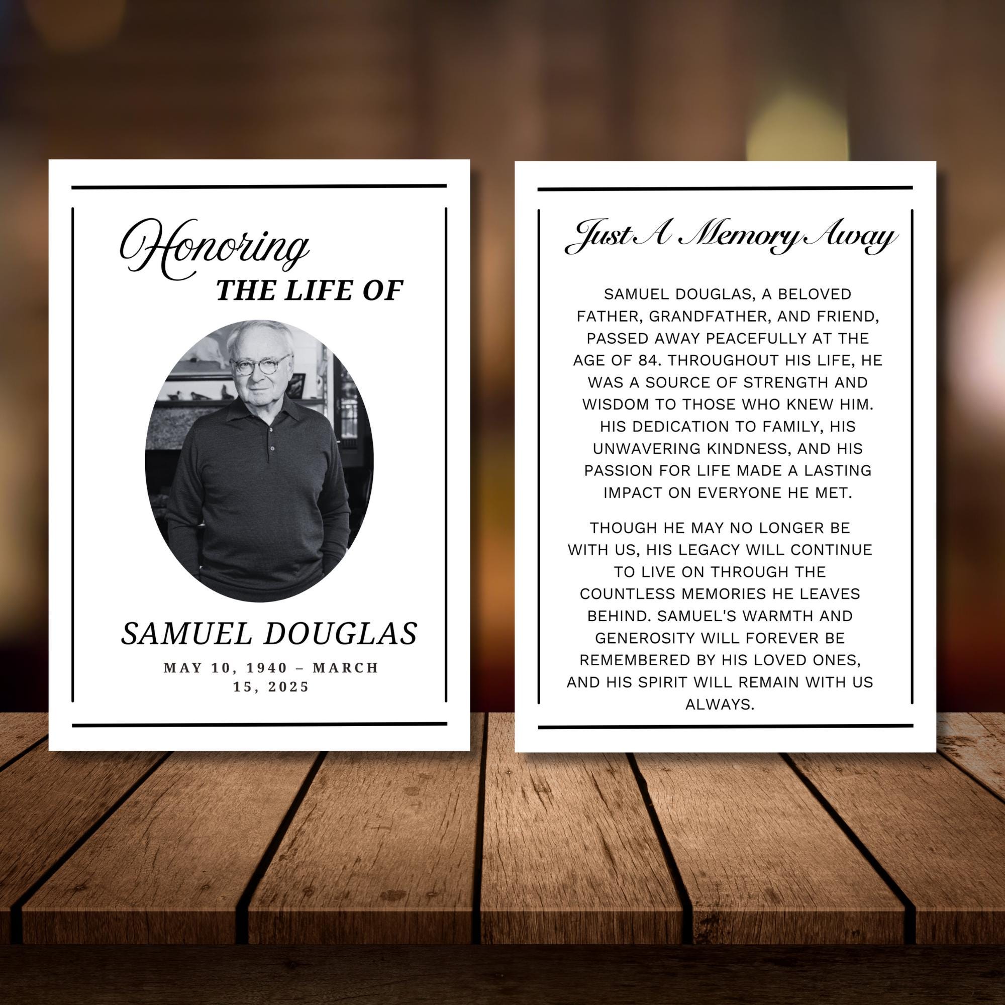 Funeral Prayer Card Canva Editable Template, In Loving Memory Template, Memorial Prayer Card, Printable Funeral Remembrance Card - Editable Memorial Canva Template