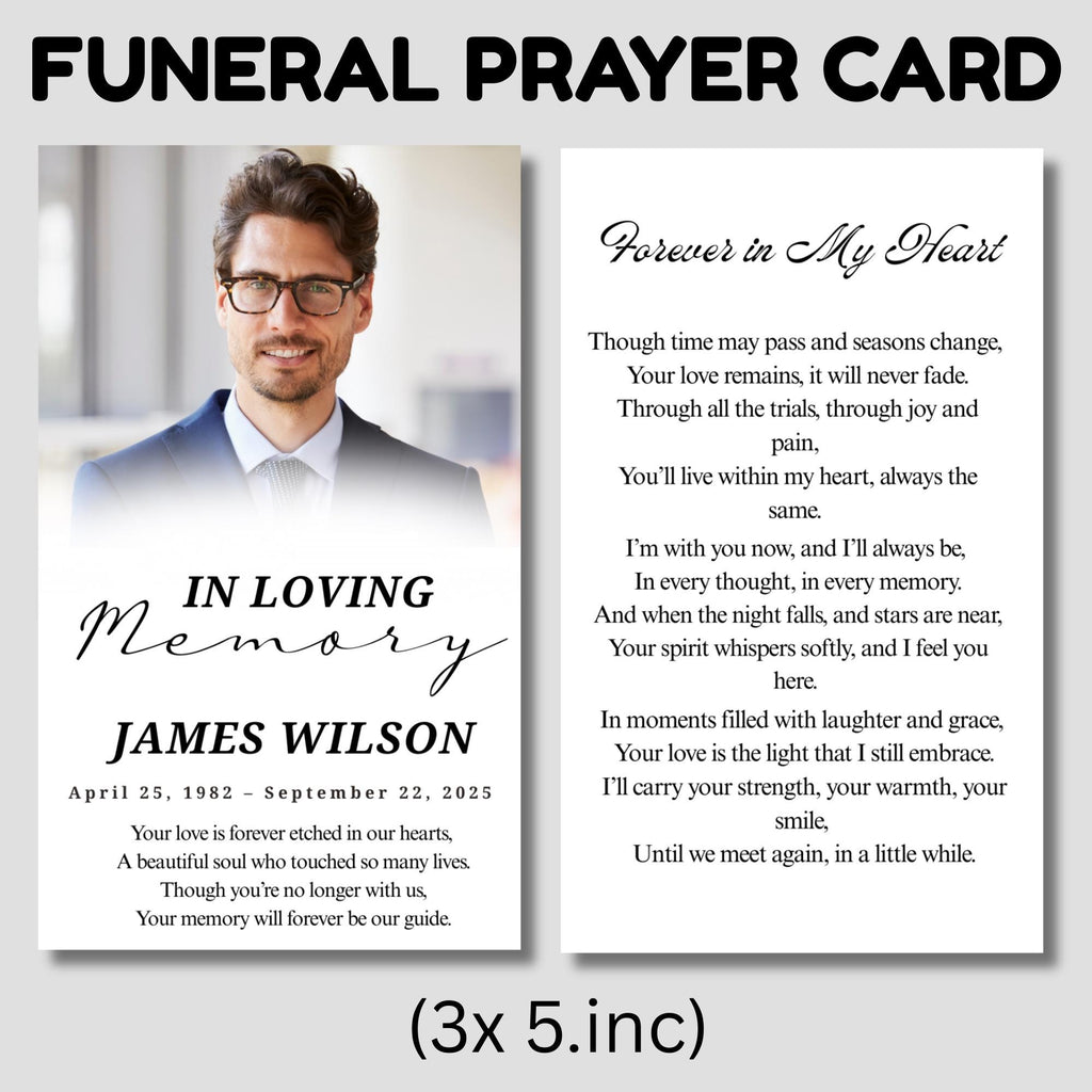 In Loving Memory Funeral Prayer Card Editable Template, In Loving Memory Template, Memorial Prayer Card, Printable Funeral Remembrance Card - Editable Memorial Canva Template