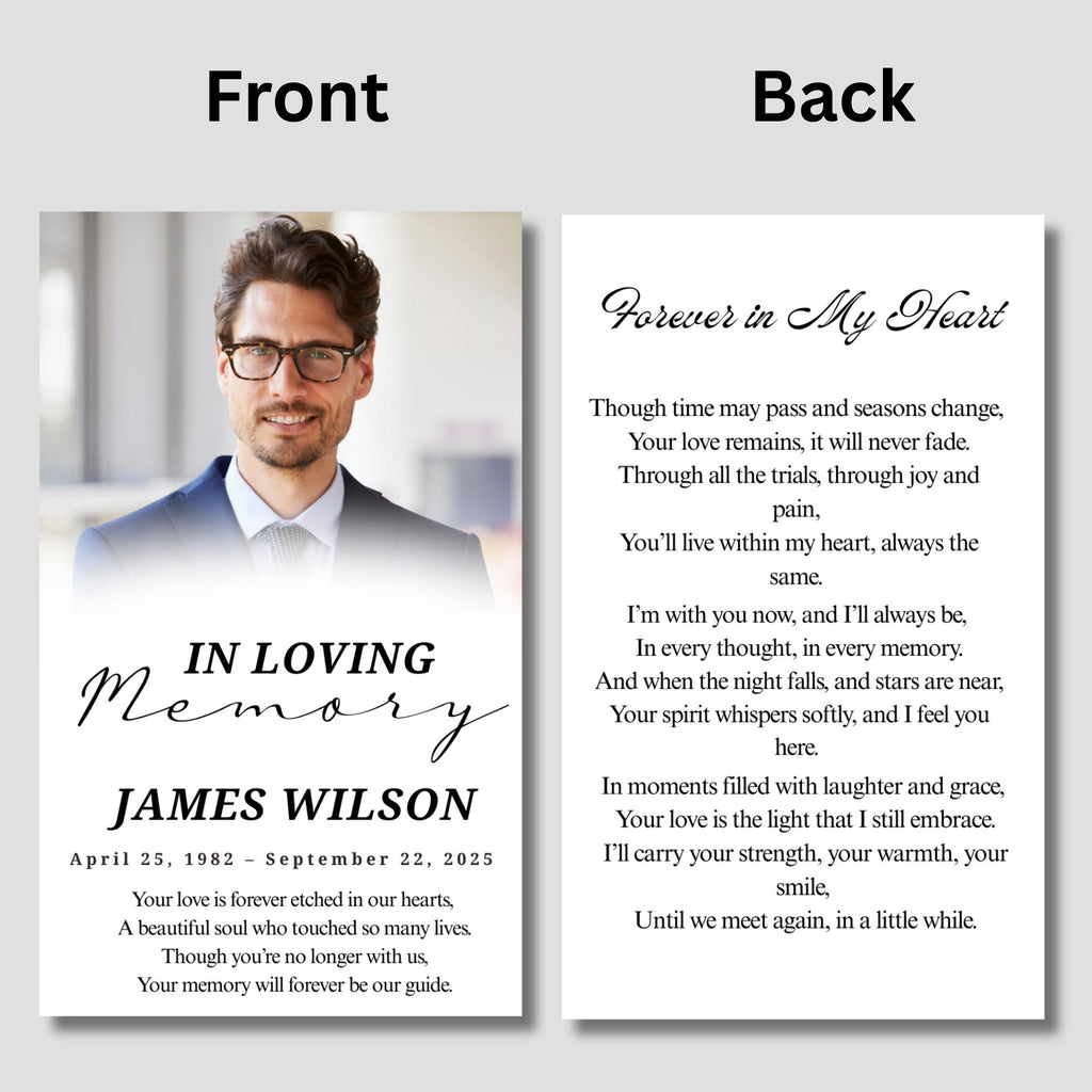 In Loving Memory Funeral Prayer Card Editable Template, In Loving Memory Template, Memorial Prayer Card, Printable Funeral Remembrance Card - Editable Memorial Canva Template