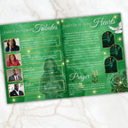 08 Pages Green Roses Lightning Funeral Program Template, Bi-Fold Funeral Program, In Loving Memory, Obituary Celebration Of Life Program - Editable Memorial Canva Template