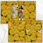08 Pages Yellow Glitter Roses Funeral Program Template, Bi-Fold Funeral Program, In Loving Memory, Obituary Celebration Of Life Program - Editable Memorial Canva Template
