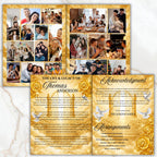 08 Pages Yellow Heaven Background Funeral Program Template, Bi-Fold Funeral Program, In Loving Memory, Obituary Celebration Of Life Program - Editable Memorial Canva Template