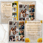 08 Pages Yellow Heaven Clouds Funeral Program Template, Bi-Fold Funeral Program, In Loving Memory, Obituary Celebration Of Life Program - Editable Memorial Canva Template