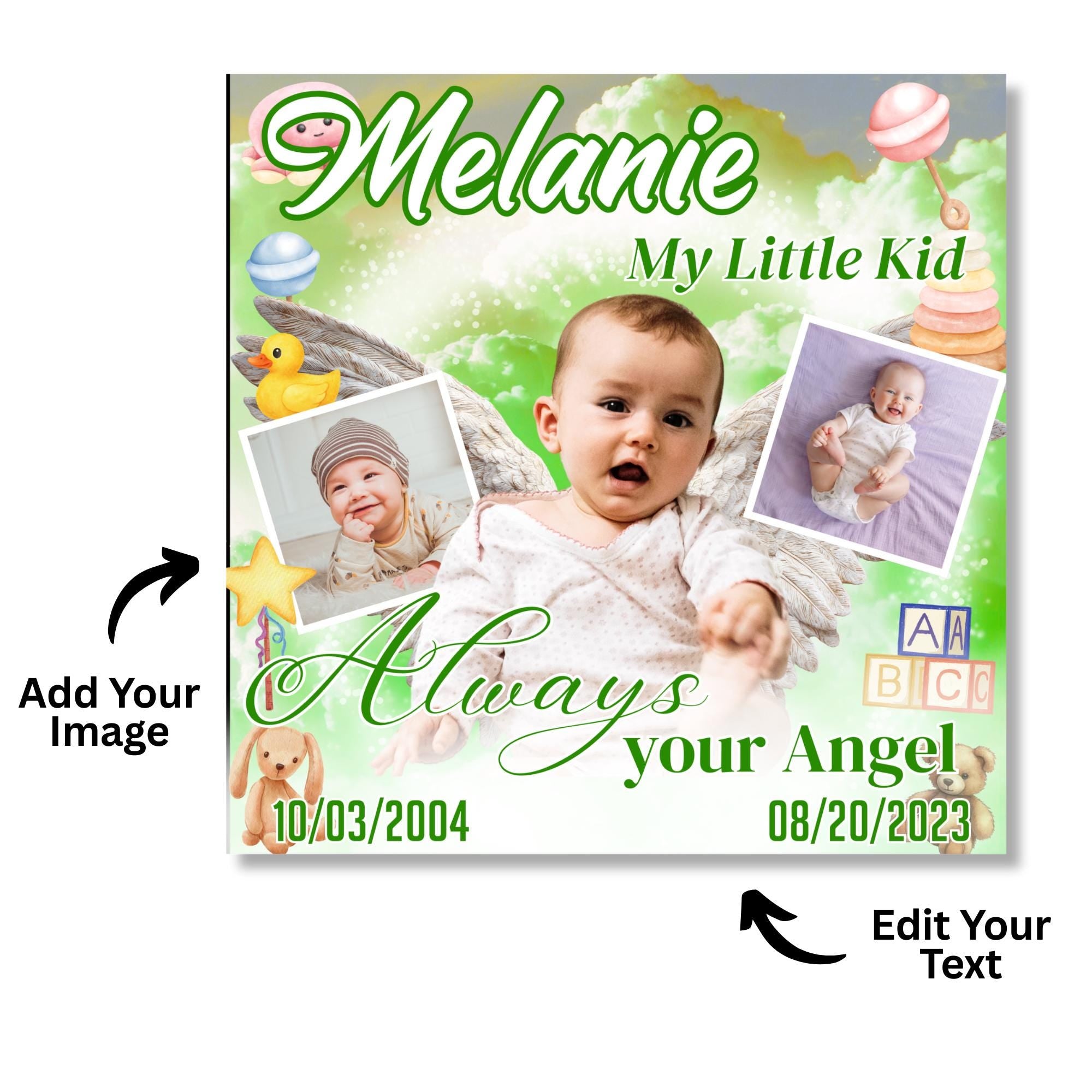 10 Memorial Pillow Sublimation Canva Editable Template, My Little Kid Pillow Template, In Loving Memory, Obituary Celebration Of Life - Editable Memorial Canva Template