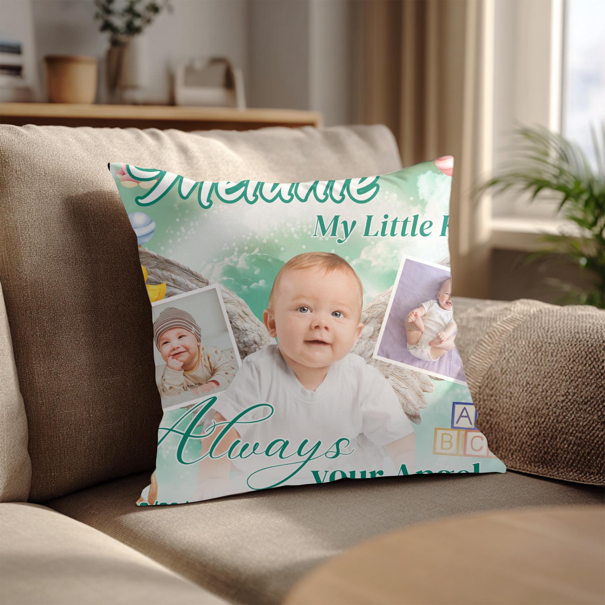10 Memorial Pillow Sublimation Canva Editable Template, My Little Kid Pillow Template, In Loving Memory, Obituary Celebration Of Life - Editable Memorial Canva Template