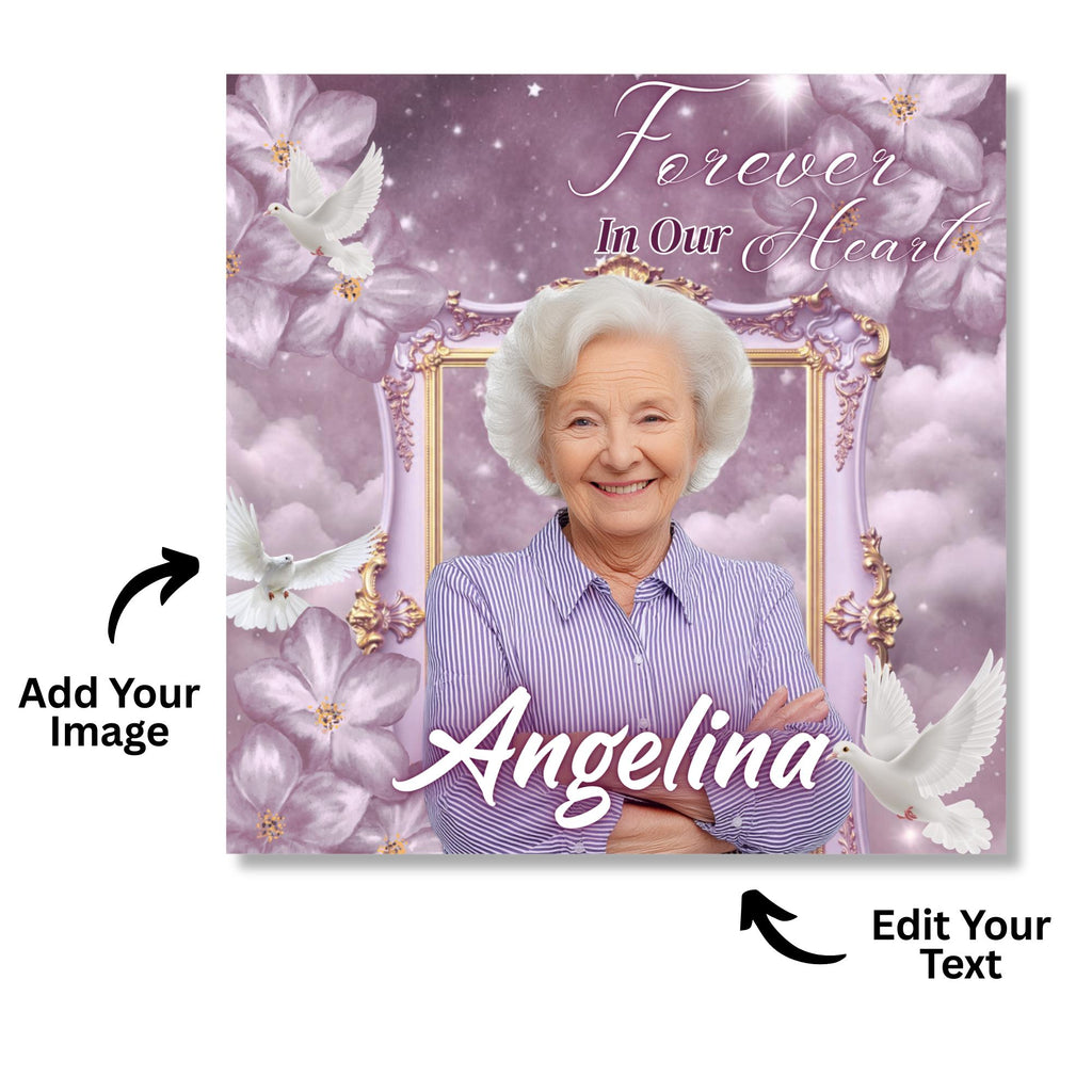 10 Memorial Pillow Sublimation Canva Editable Template, Forever In Our Heart Template, In Loving Memory, Always In Our Heart Pillow Design - Editable Memorial Canva Template