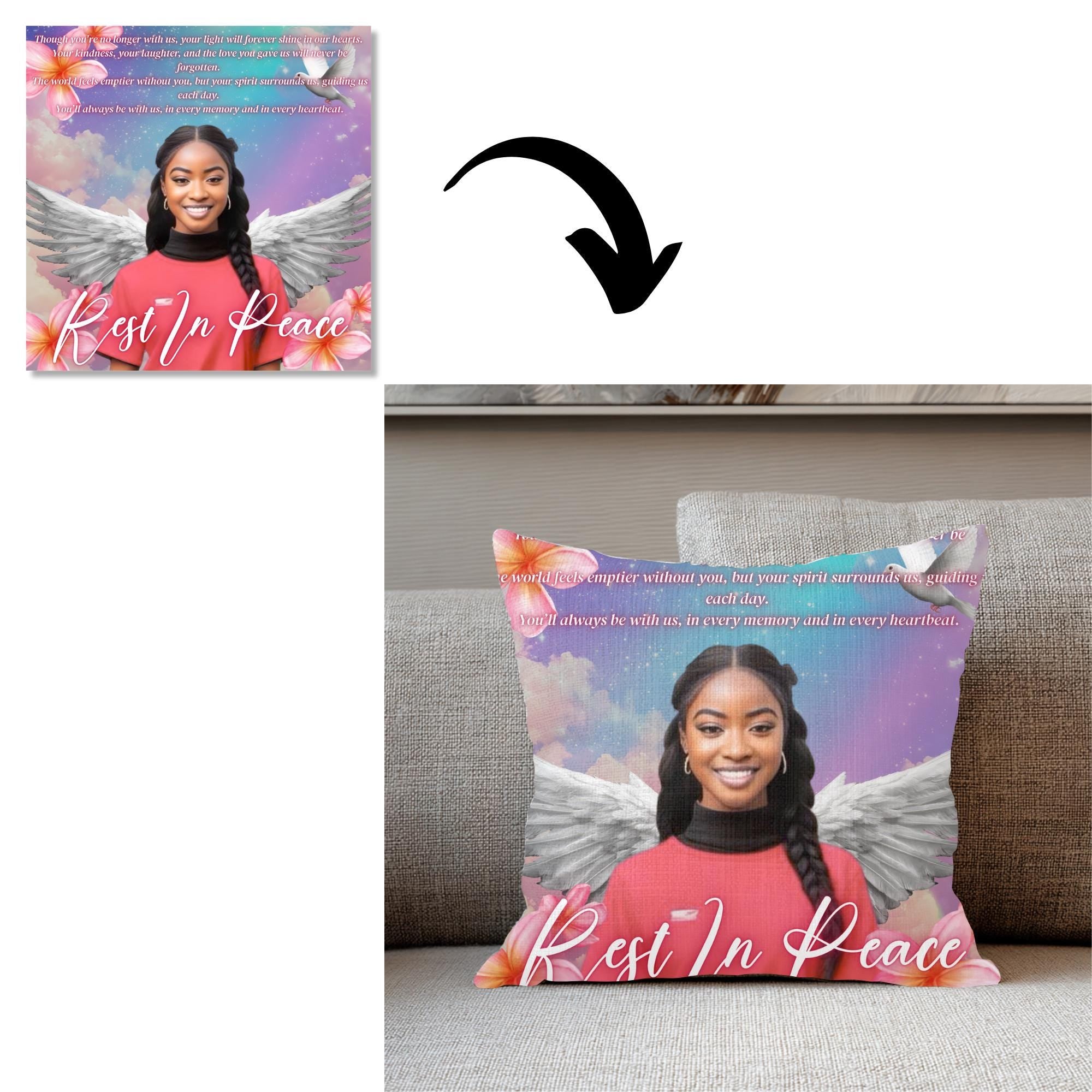 10 Memorial Pillow Sublimation Canva Editable Template, Forever In Our Heart Template, In Loving Memory, Always In Our Heart Pillow Design - Editable Memorial Canva Template