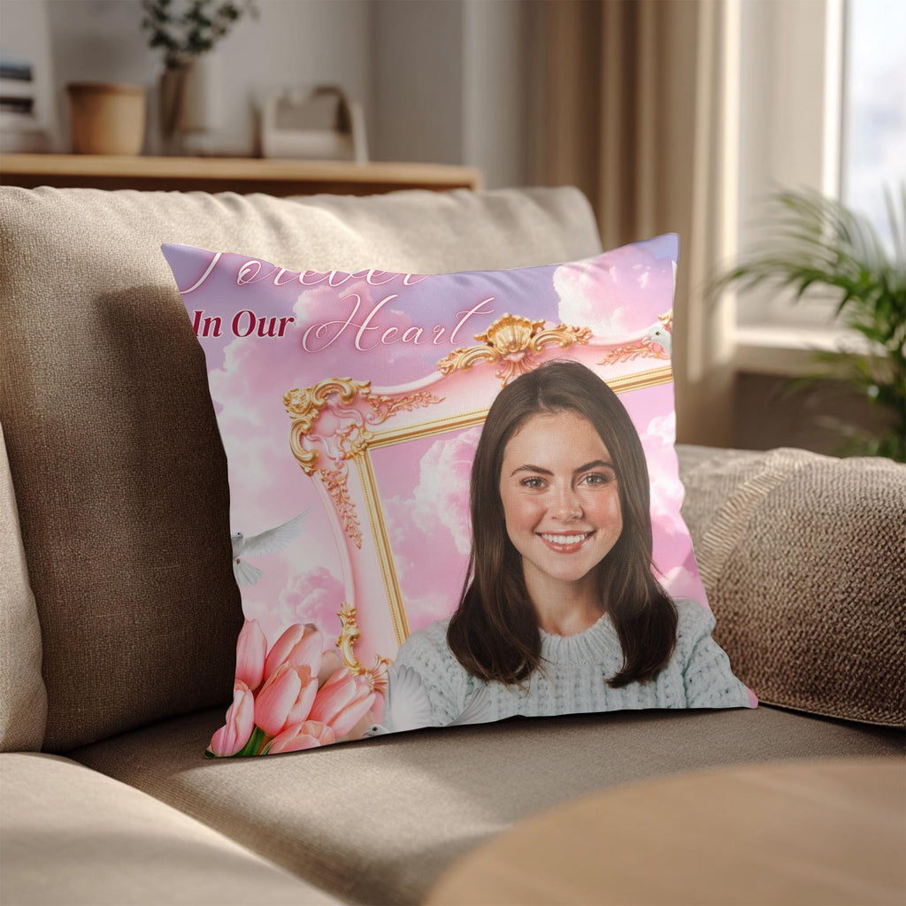 10 Memorial Pillow Sublimation Canva Editable Template, Forever In Our Heart Template, In Loving Memory, Always In Our Heart Pillow Design - Editable Memorial Canva Template