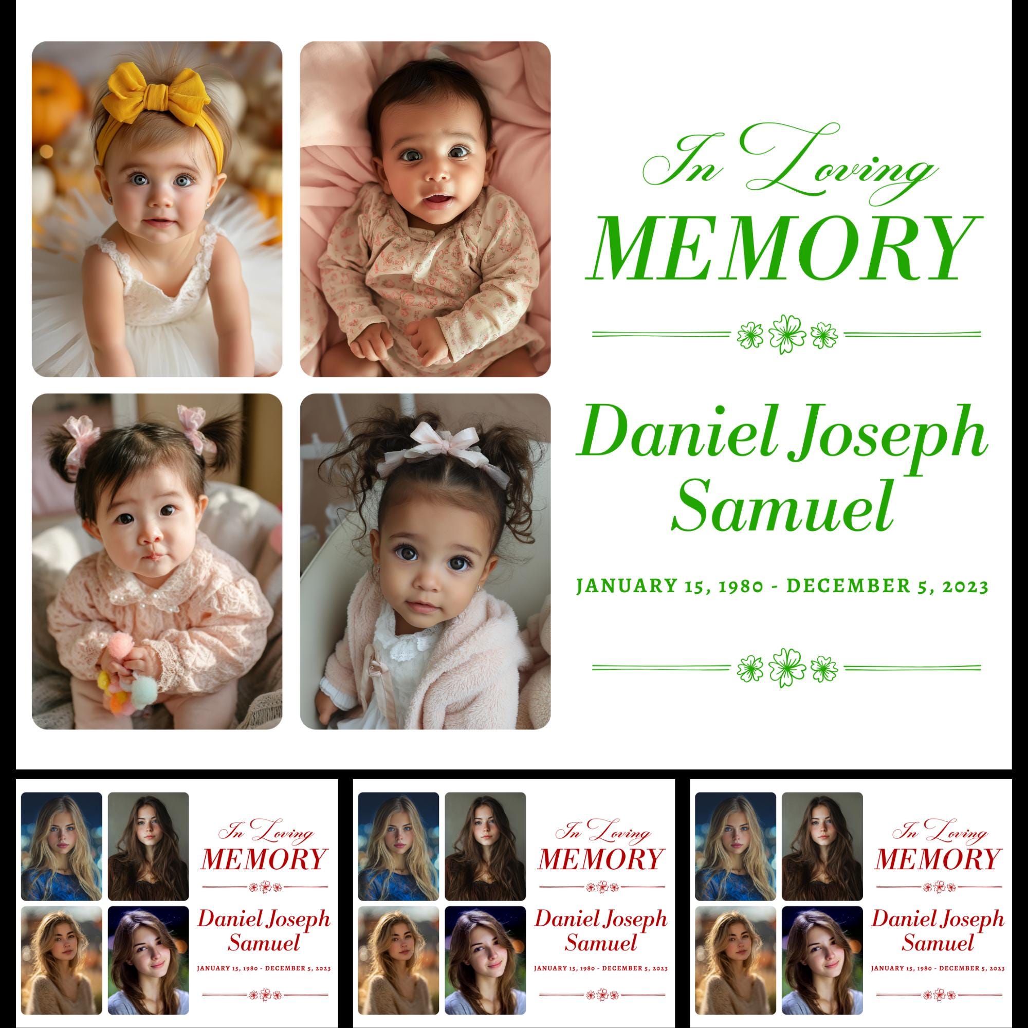 10 In Loving Memory Set Editable Canva Template, Memorial Set Template, Celebration of Life Design, In Loving Memory Digital Download - Editable Memorial Canva Template