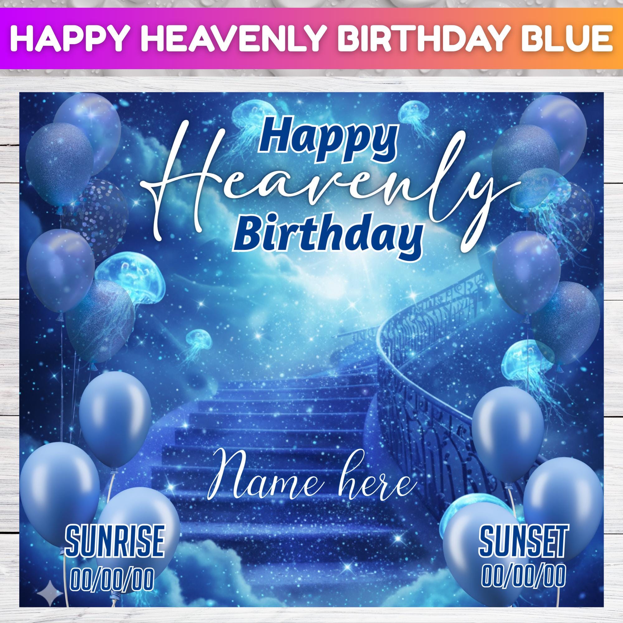 10 Happy Heavenly Birthday Editable Canva Template, Birthday Memorial Template, Celebration of Life Design, Rest In Peace, Digital Download - Editable Memorial Canva Template