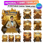 10 Golden Memorial T Shirt Canva Editable Templates, In Loving Memory Editable Templates, Memorial Canva T Shirt Template, Digital Download - Editable Memorial Canva Template
