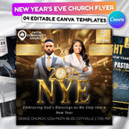 New Year’s Eve Church Flyer Canva Editable Templates, Canva Church Template, NYE Flyer Template, Religious Event Flyer, Praise and Worship - Editable Memorial Canva Template
