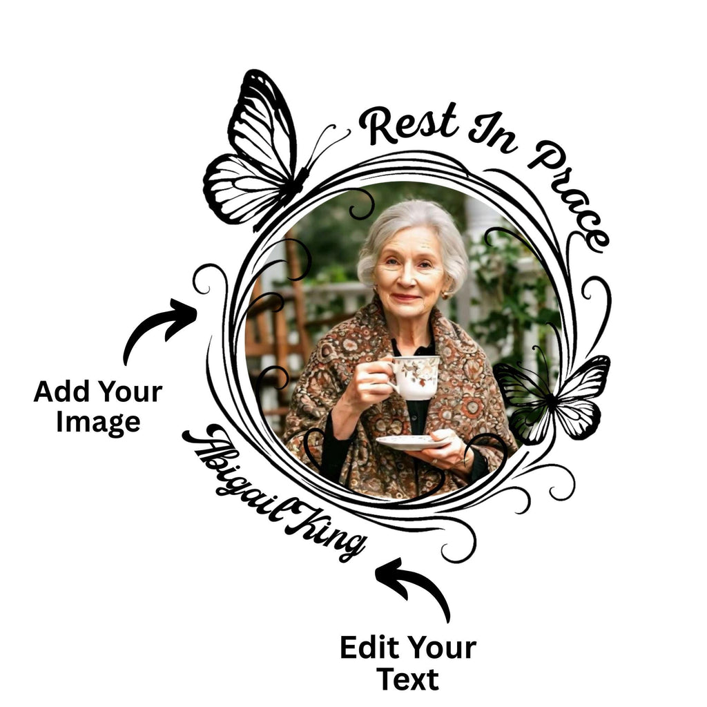 10 Editable Memorial Butterfly Flying Template, In Loving Memory Butterfly Picture Frame, Memorial Canva Template, Remembrance Favor - Editable Memorial Canva Template