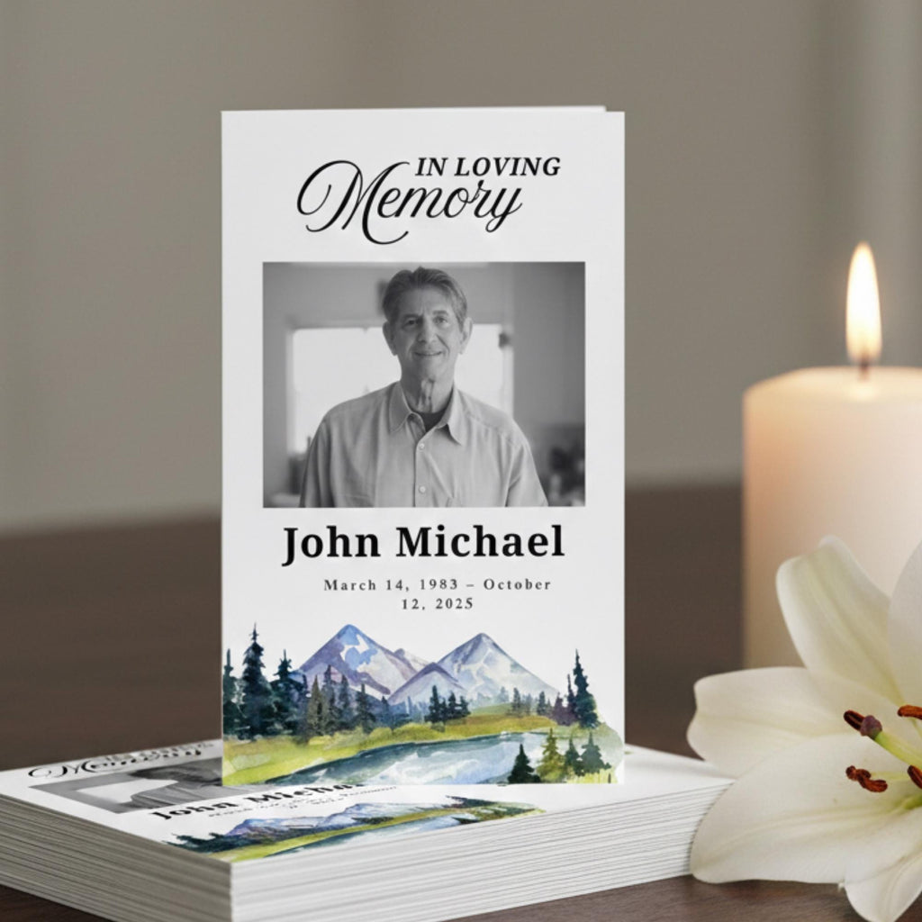 In Loving Memory Funeral Prayer Card Editable Template, Celebration of Life Template, Memorial Prayer Card, Printable Funeral Remembrance - Editable Memorial Canva Template