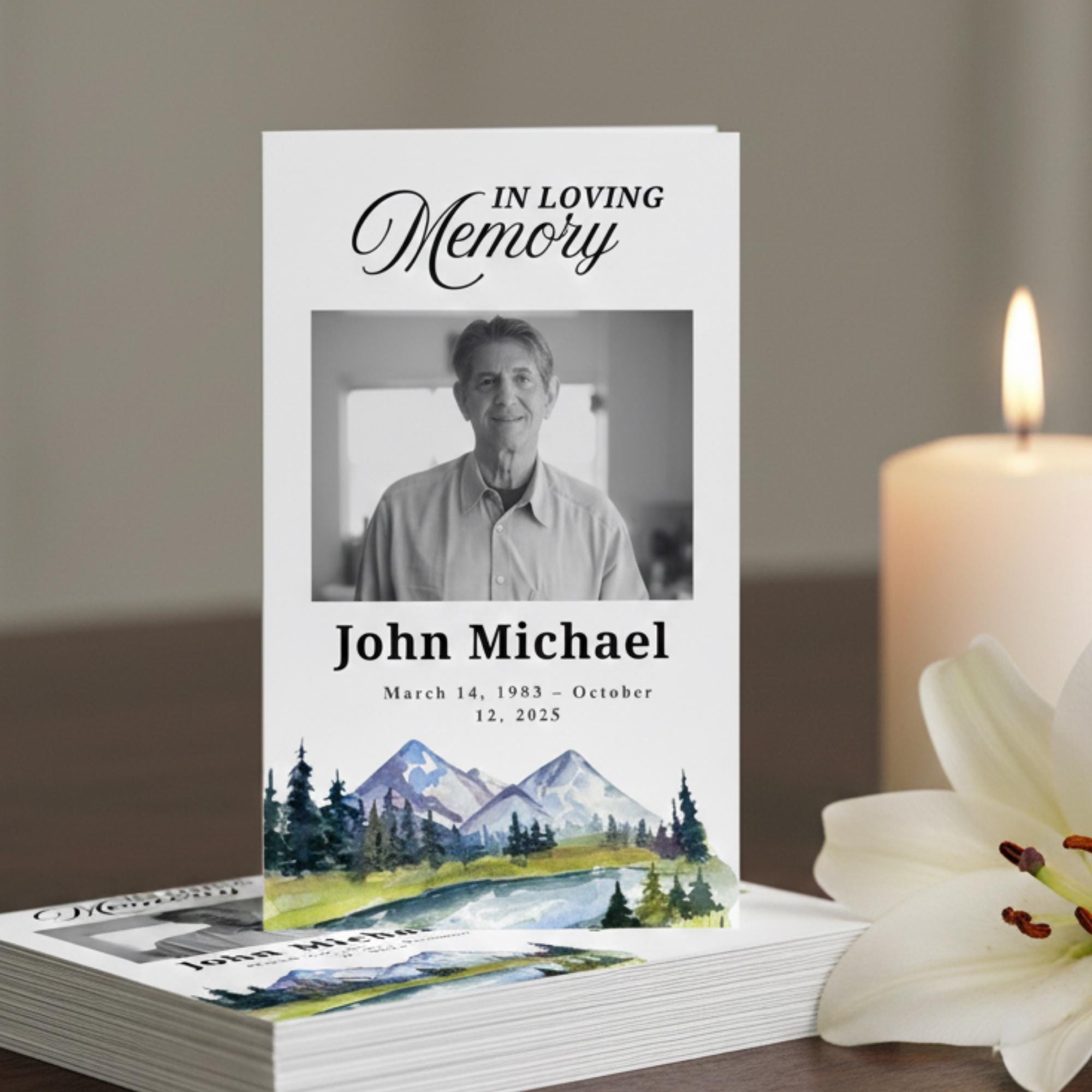 In Loving Memory Funeral Prayer Card Editable Template, Celebration of Life Template, Memorial Prayer Card, Printable Funeral Remembrance - Editable Memorial Canva Template