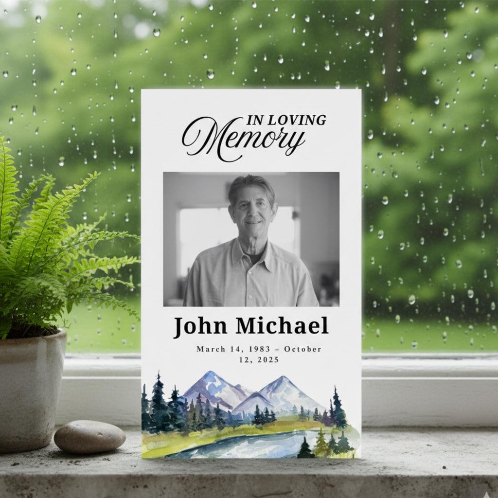 In Loving Memory Funeral Prayer Card Editable Template, Celebration of Life Template, Memorial Prayer Card, Printable Funeral Remembrance - Editable Memorial Canva Template