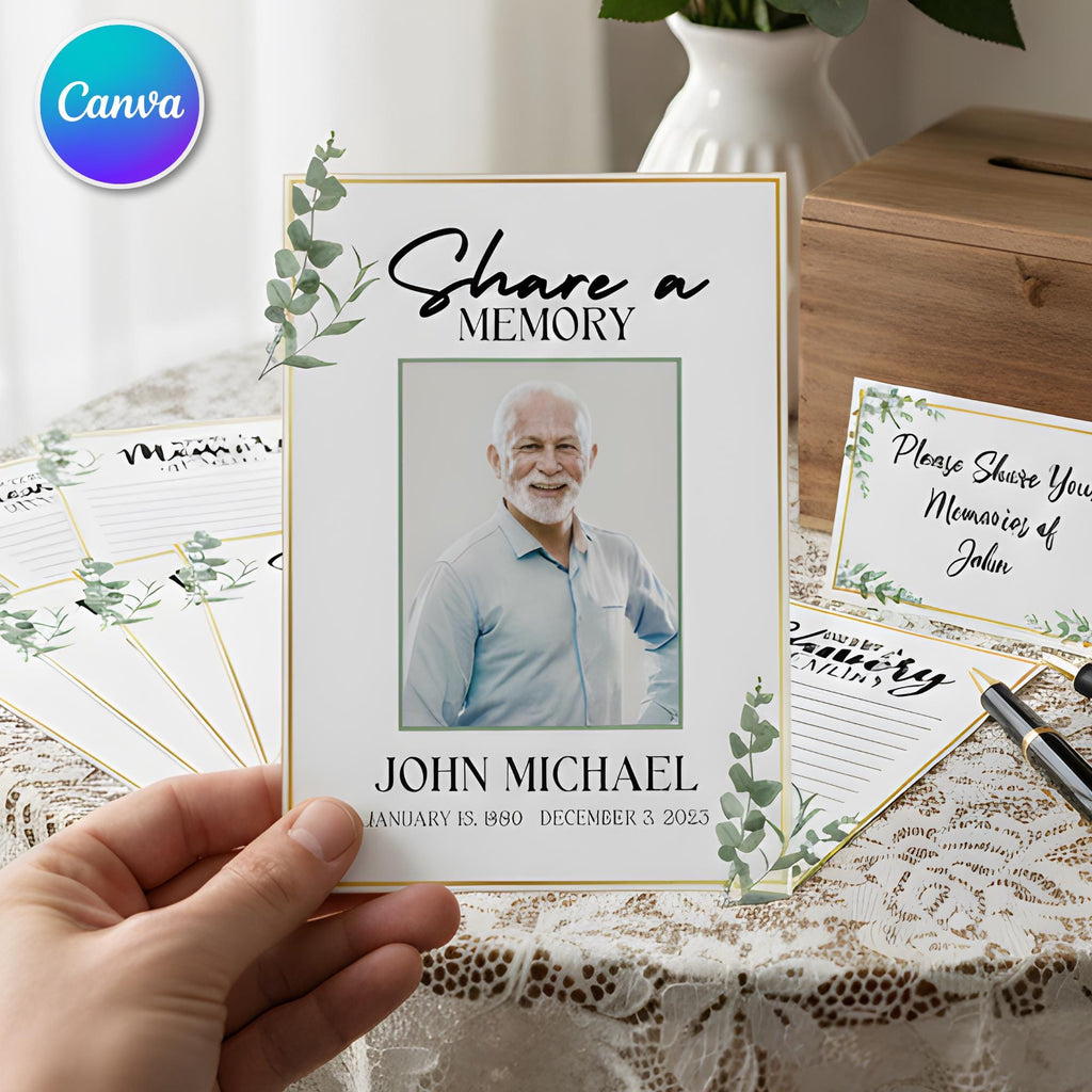 In Loving Memory Funeral Prayer Card Editable Template, Celebration of Life Template, Memorial Prayer Card, Printable Funeral Remembrance - Editable Memorial Canva Template