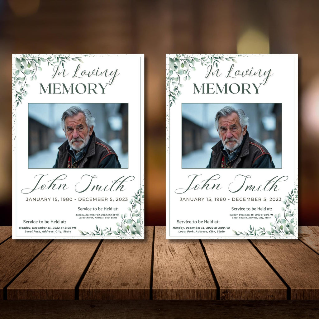 In Loving Memory Funeral Prayer Card Editable Template, Celebration of Life Template, Memorial Prayer Card, Printable Funeral Remembrance - Editable Memorial Canva Template