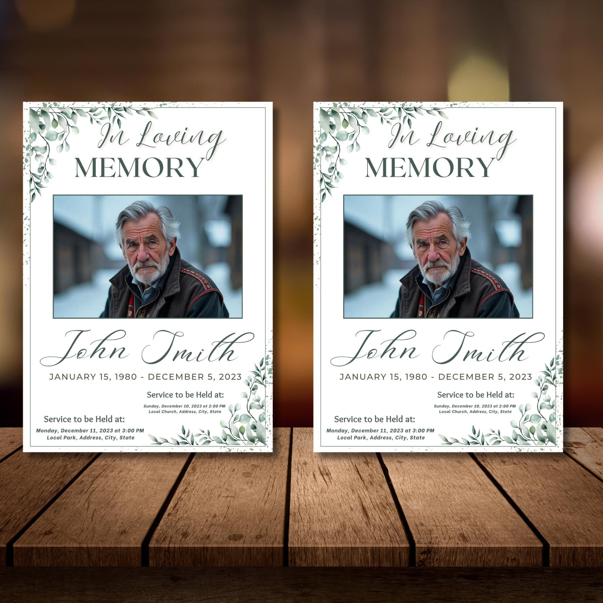 In Loving Memory Funeral Prayer Card Editable Template, Celebration of Life Template, Memorial Prayer Card, Printable Funeral Remembrance - Editable Memorial Canva Template