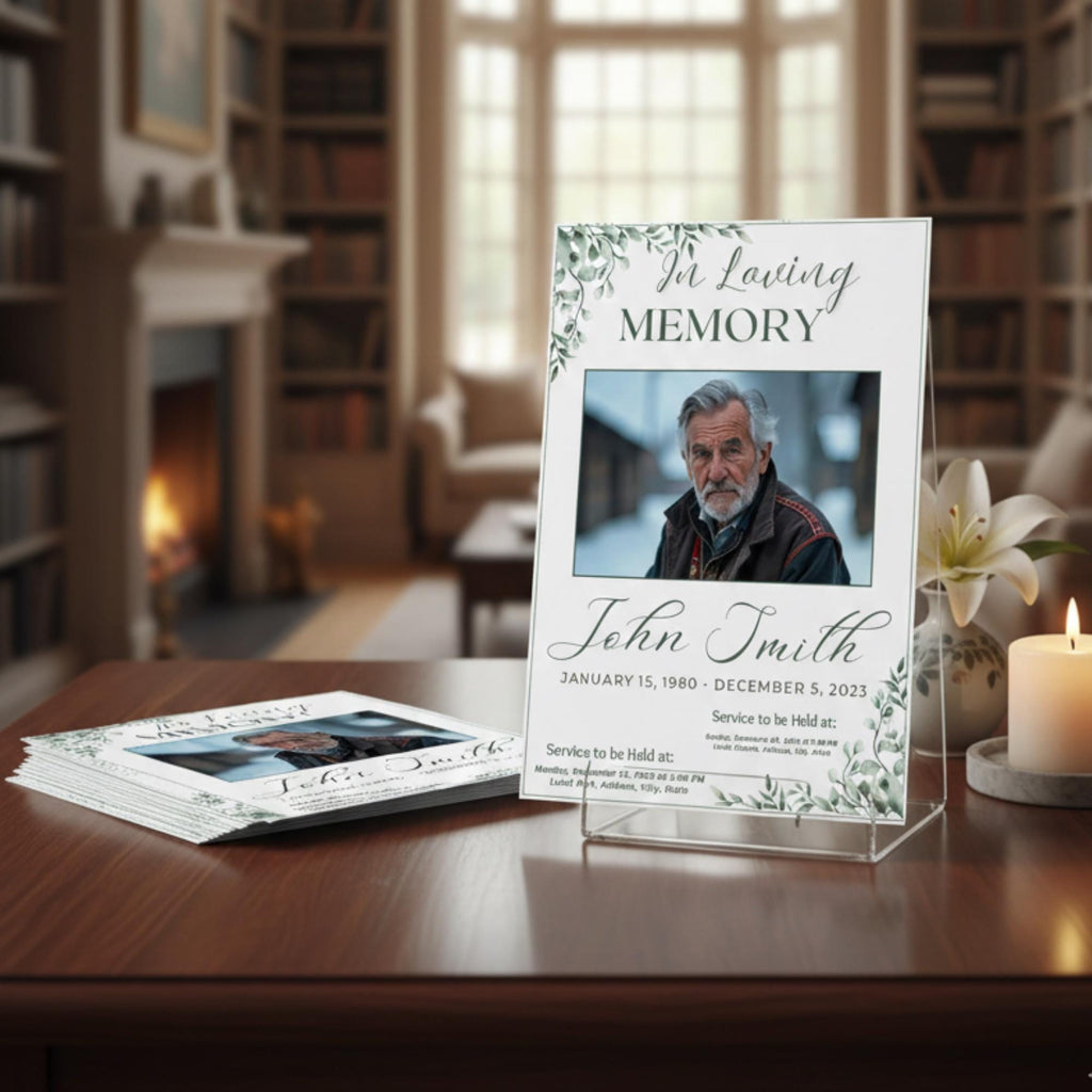 In Loving Memory Funeral Prayer Card Editable Template, Celebration of Life Template, Memorial Prayer Card, Printable Funeral Remembrance - Editable Memorial Canva Template