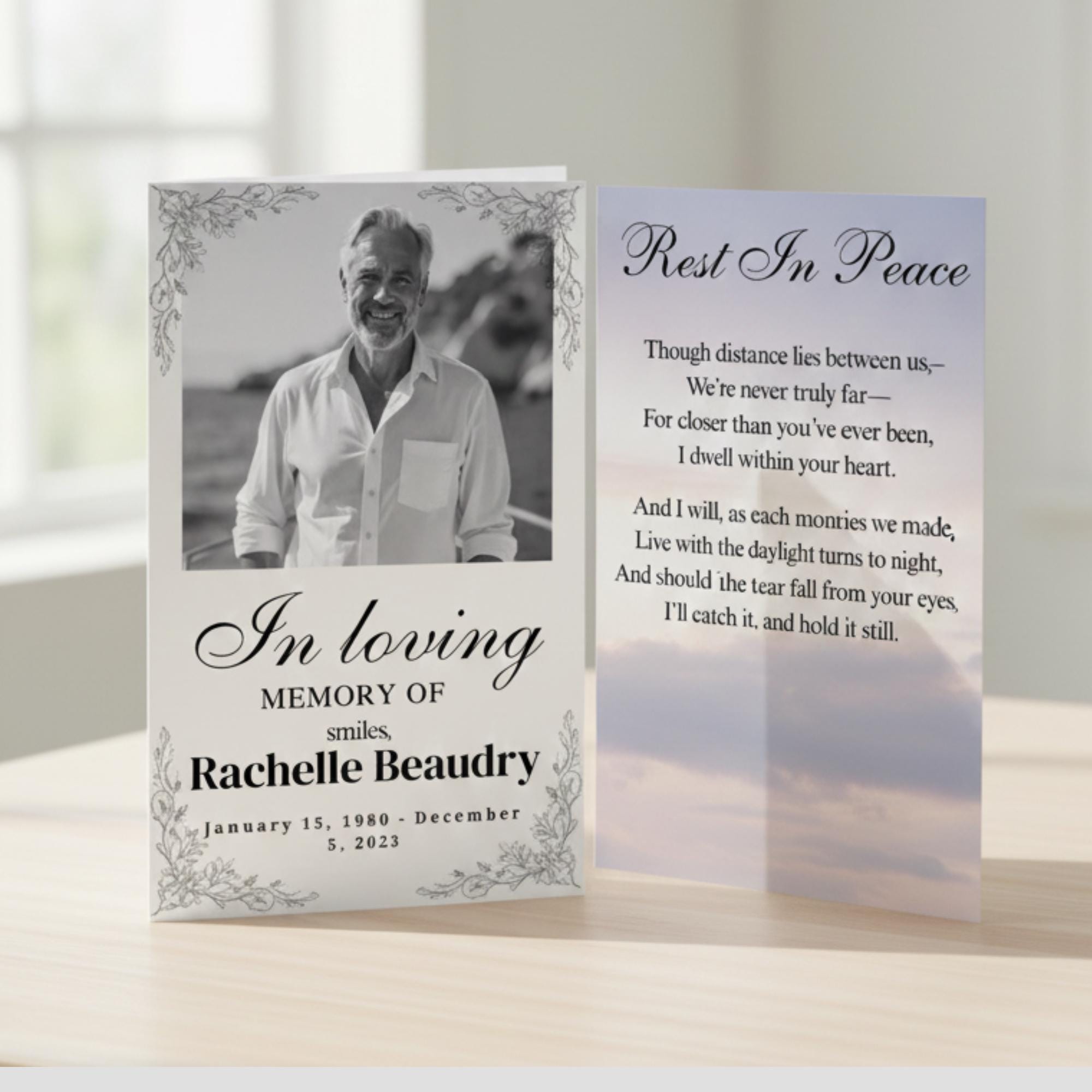 In Loving Memory Funeral Prayer Card Editable Template, Celebration of Life Template, Memorial Prayer Card, Printable Funeral Remembrance - Editable Memorial Canva Template
