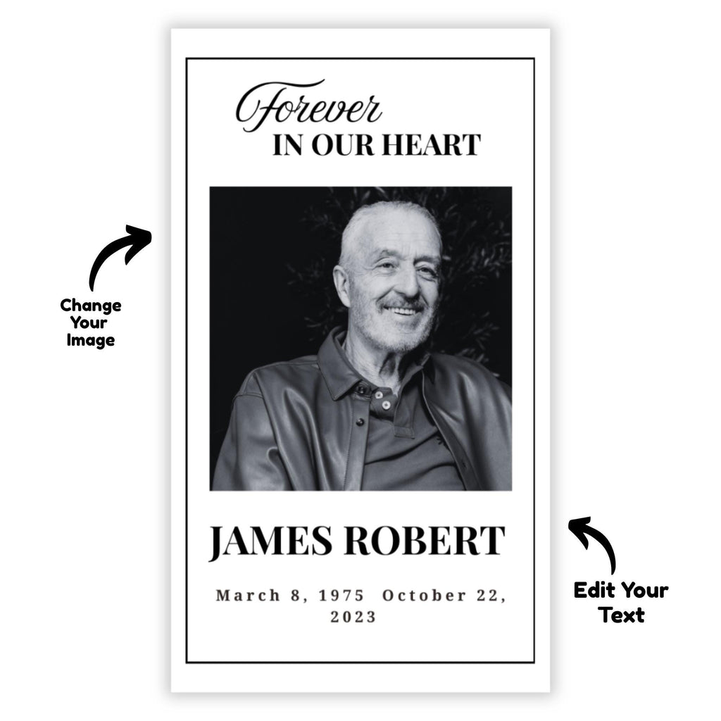 In Loving Memory Funeral Prayer Card Editable Template, Celebration of Life Template, Memorial Prayer Card, Printable Funeral Remembrance - Editable Memorial Canva Template