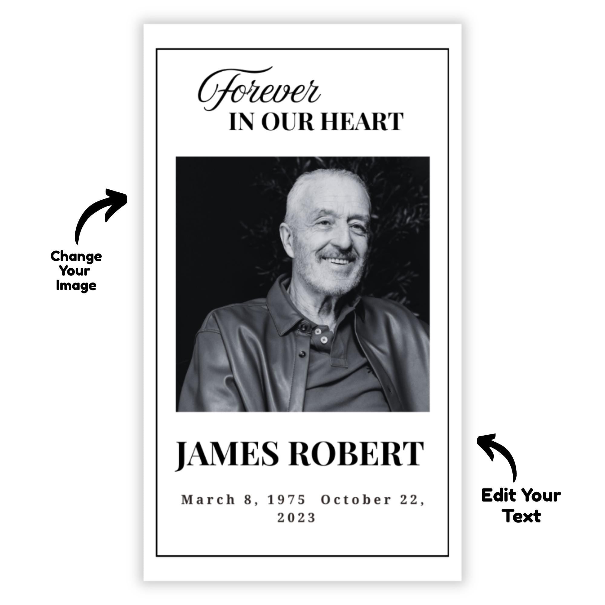 In Loving Memory Funeral Prayer Card Editable Template, Celebration of Life Template, Memorial Prayer Card, Printable Funeral Remembrance - Editable Memorial Canva Template