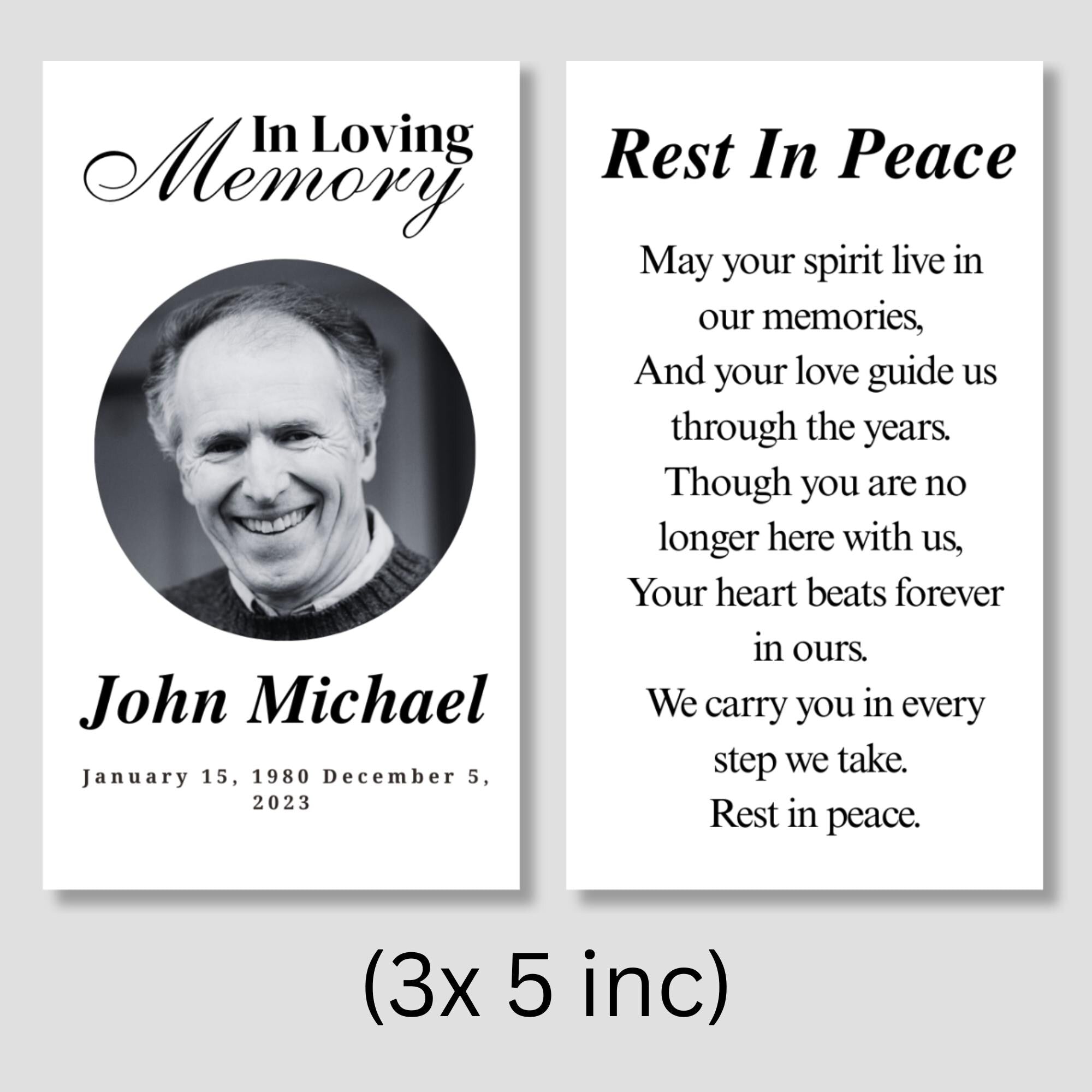 In Loving Memory Funeral Prayer Card Editable Template, Celebration of Life Template, Memorial Prayer Card, Printable Funeral Remembrance - Editable Memorial Canva Template