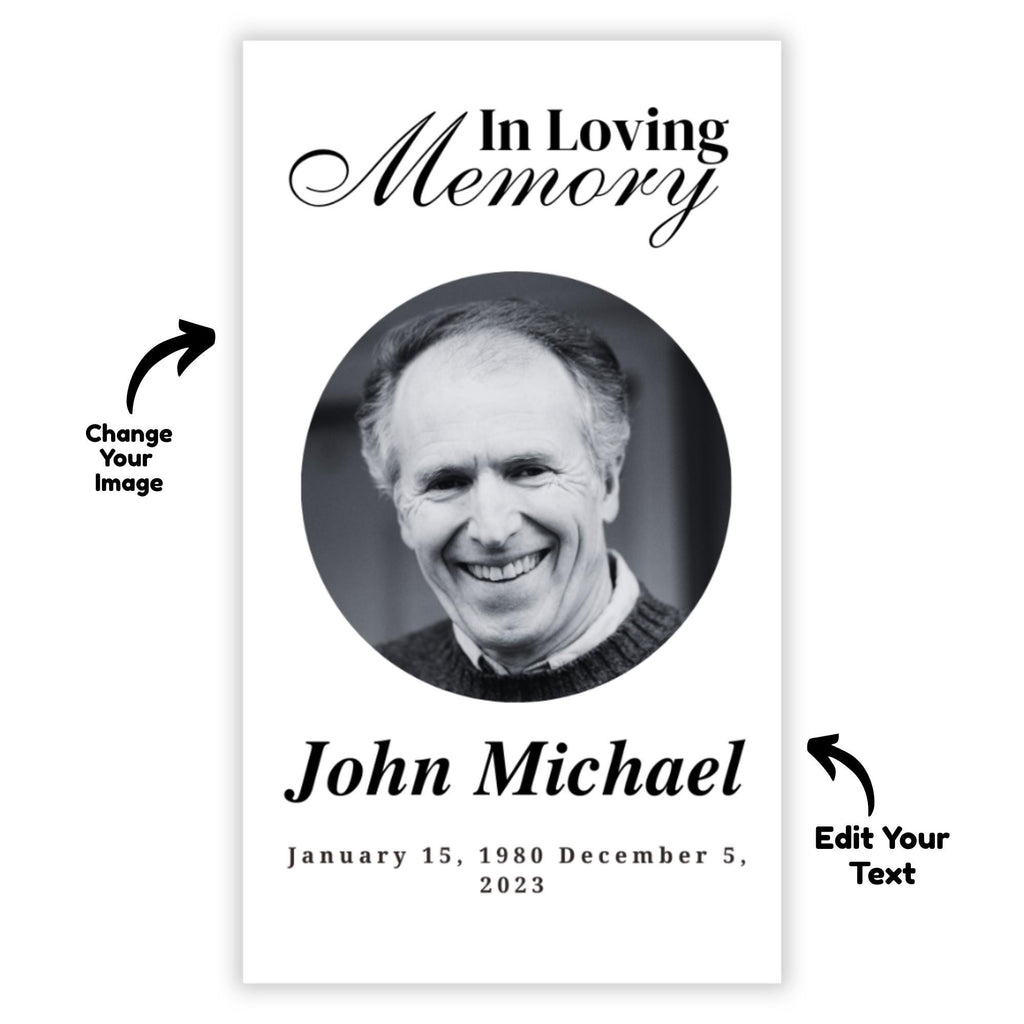 In Loving Memory Funeral Prayer Card Editable Template, Celebration of Life Template, Memorial Prayer Card, Printable Funeral Remembrance - Editable Memorial Canva Template