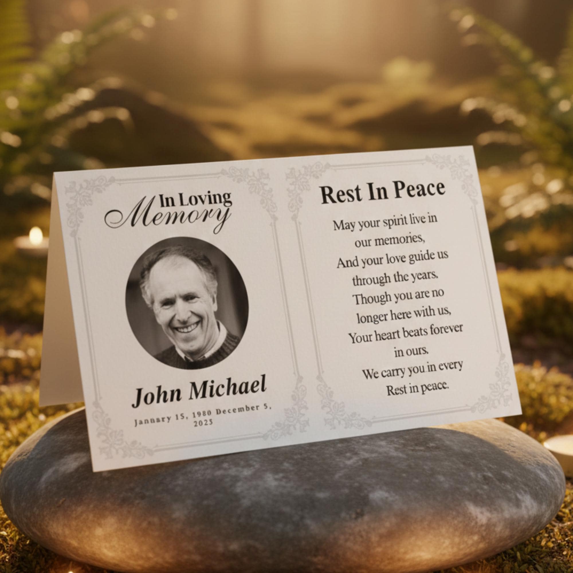 In Loving Memory Funeral Prayer Card Editable Template, Celebration of Life Template, Memorial Prayer Card, Printable Funeral Remembrance - Editable Memorial Canva Template