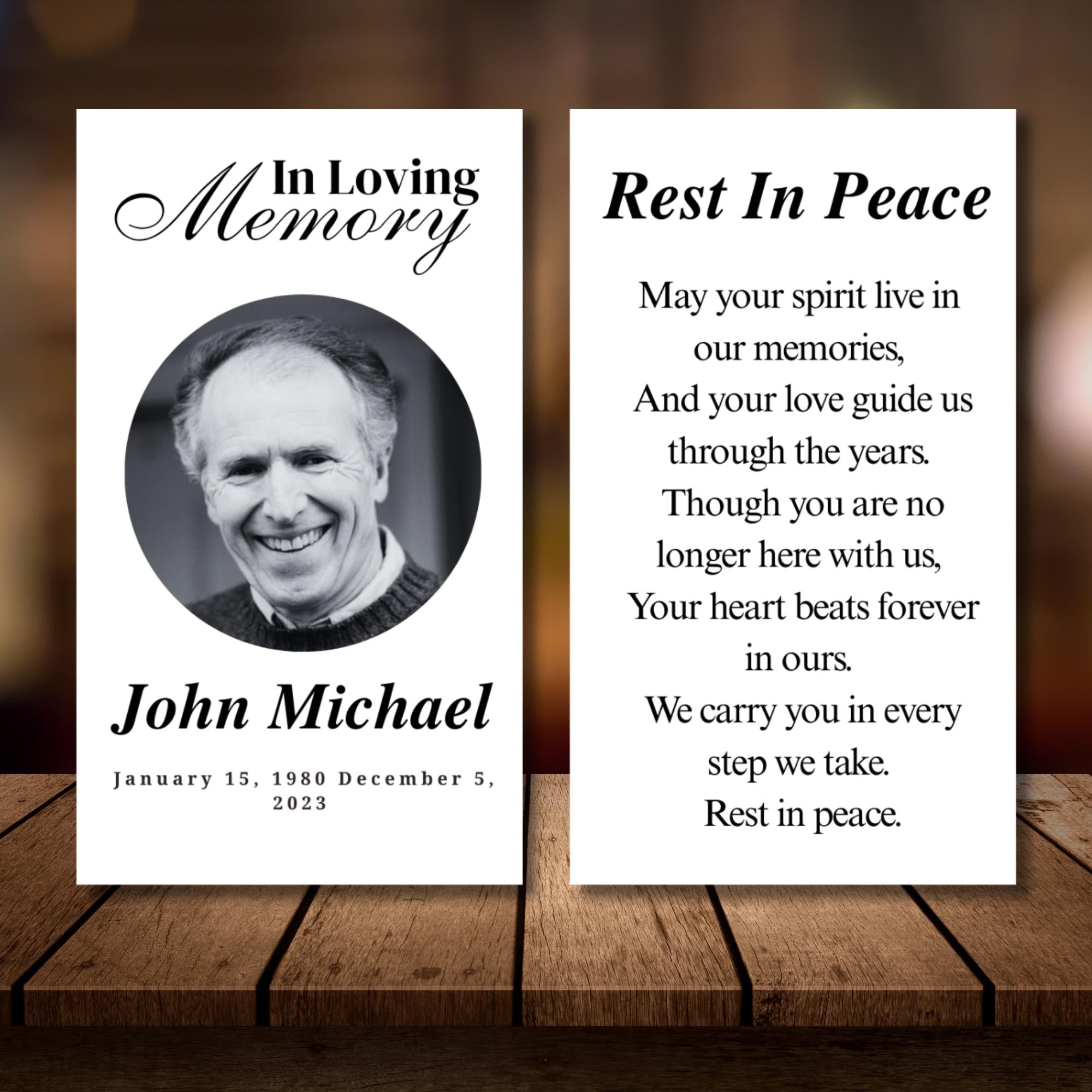 In Loving Memory Funeral Prayer Card Editable Template, Celebration of Life Template, Memorial Prayer Card, Printable Funeral Remembrance - Editable Memorial Canva Template