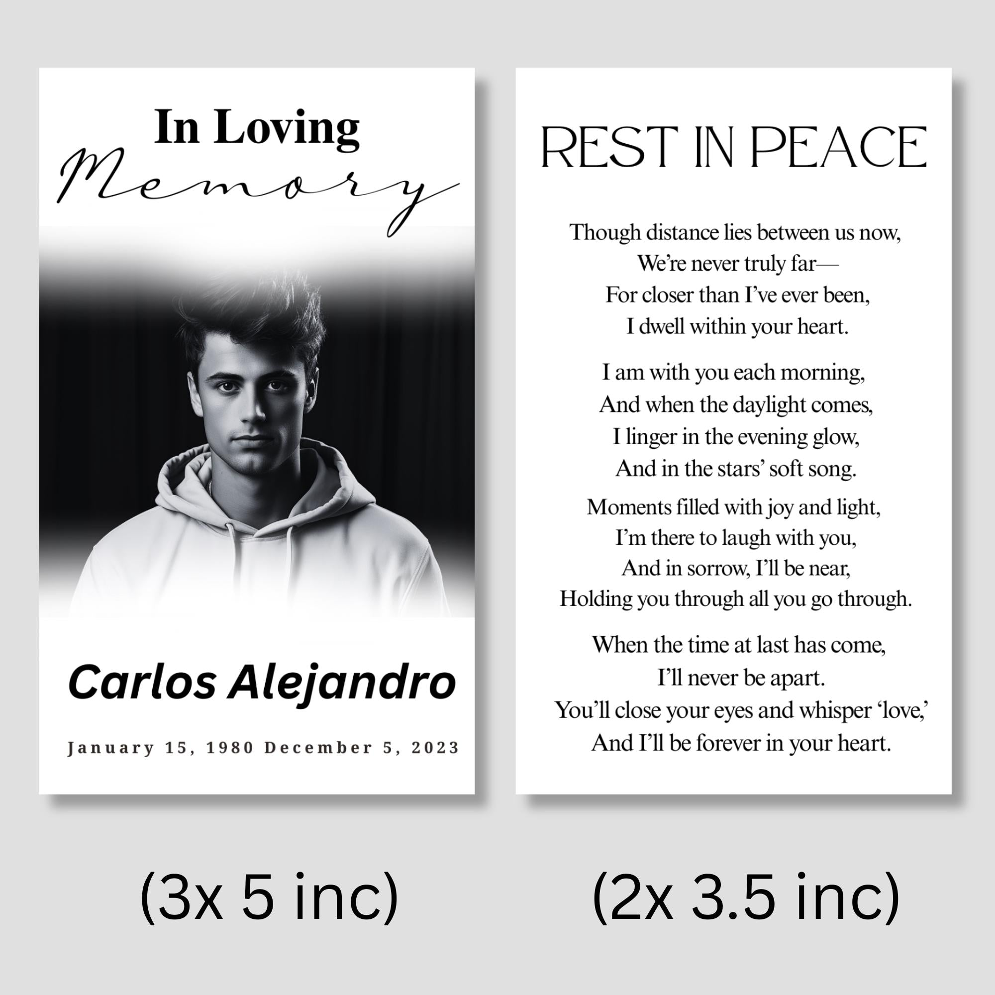 In Loving Memory Funeral Prayer Card Editable Template, Celebration of Life Template, Memorial Prayer Card, Printable Funeral Remembrance - Editable Memorial Canva Template