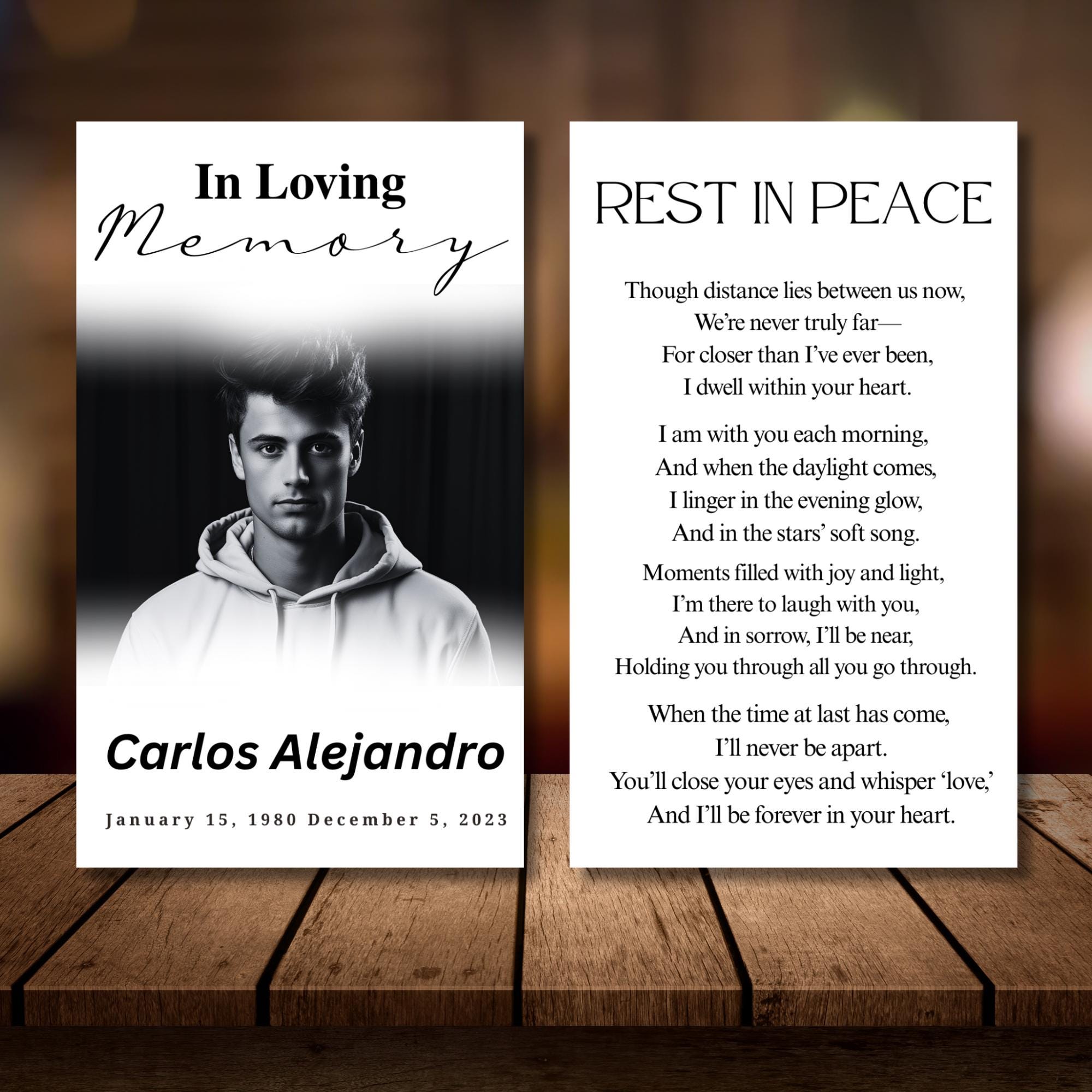 In Loving Memory Funeral Prayer Card Editable Template, Celebration of Life Template, Memorial Prayer Card, Printable Funeral Remembrance - Editable Memorial Canva Template