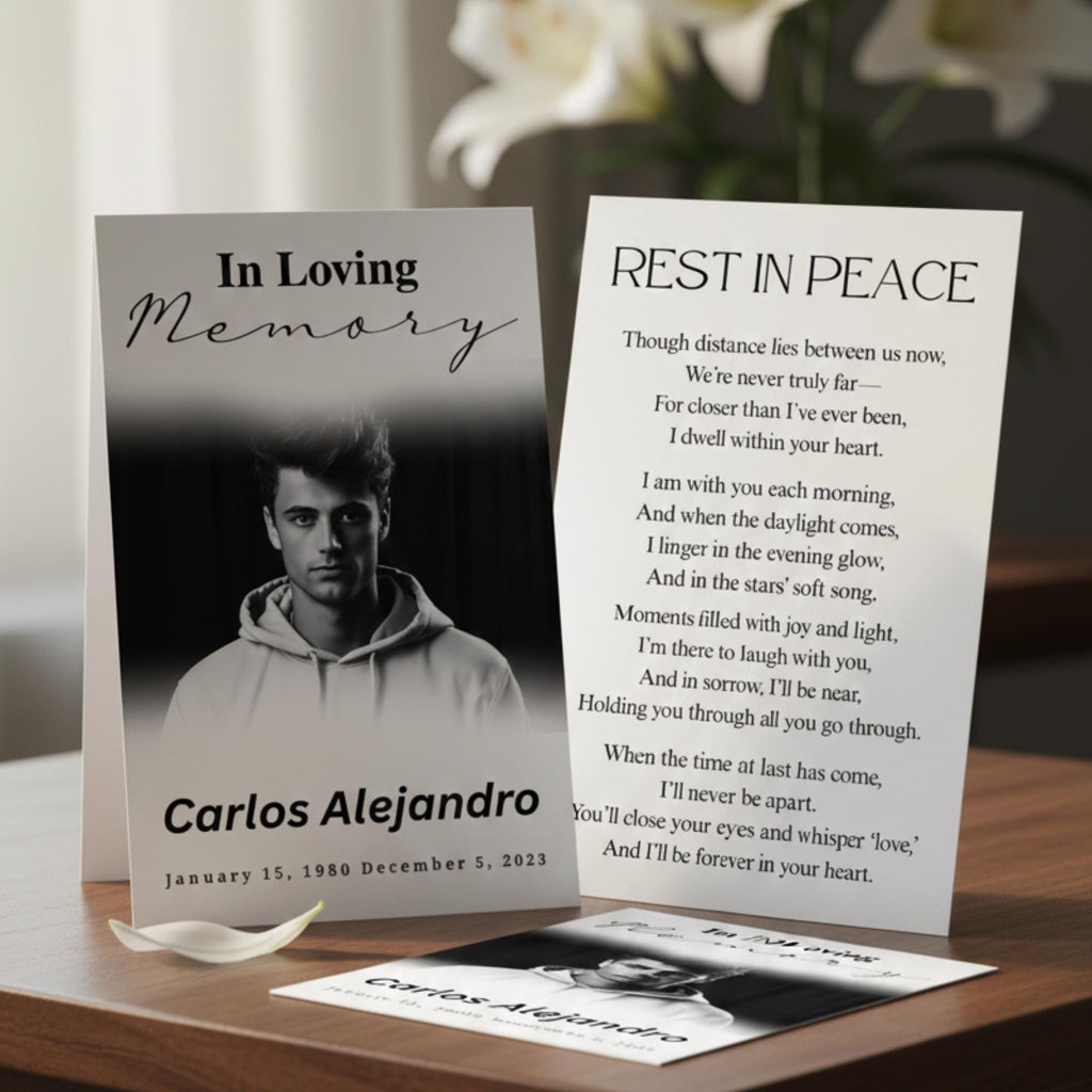 In Loving Memory Funeral Prayer Card Editable Template, Celebration of Life Template, Memorial Prayer Card, Printable Funeral Remembrance - Editable Memorial Canva Template
