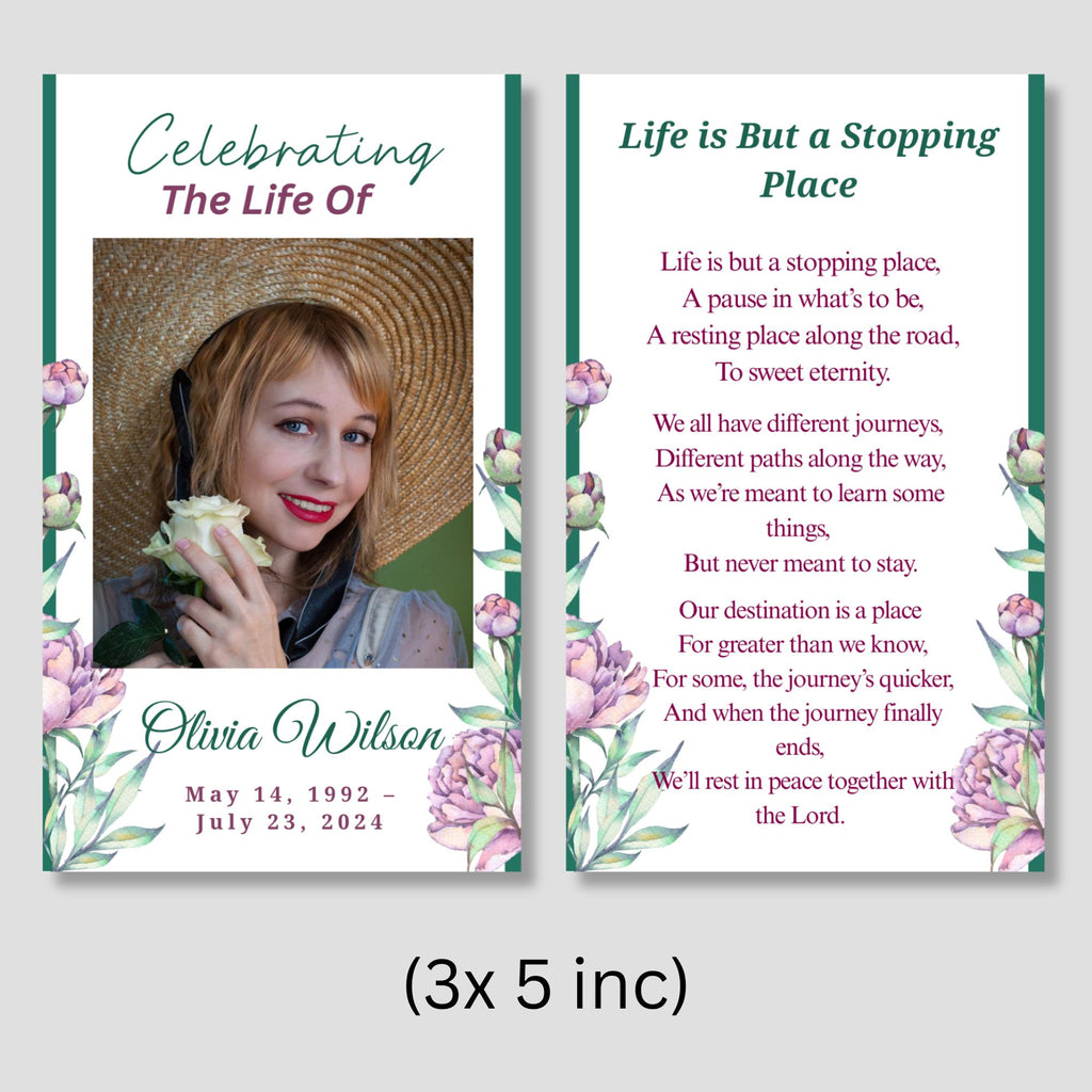Celebrating The Life Of Prayer Card Template, Celebration of Life Template, Memorial Prayer Card, Printable Funeral Remembrance - Editable Memorial Canva Template