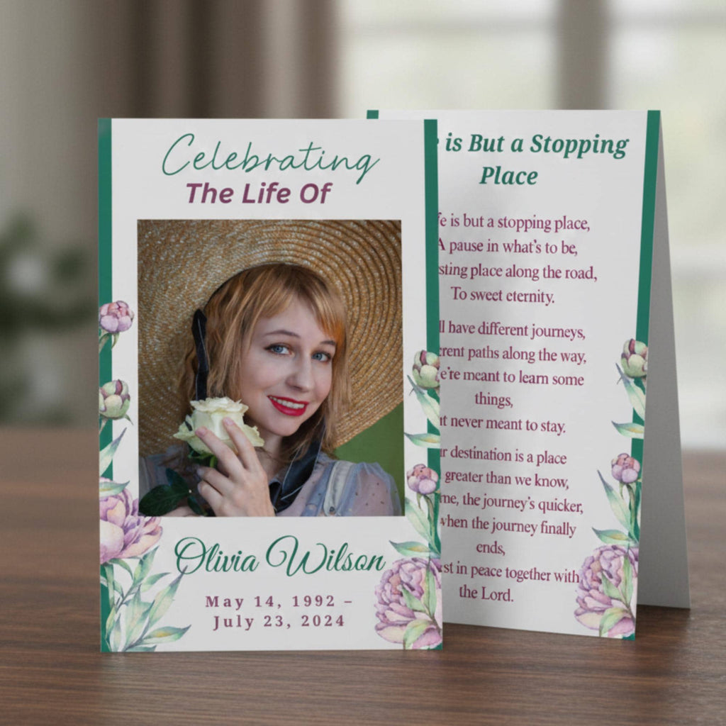 Celebrating The Life Of Prayer Card Template, Celebration of Life Template, Memorial Prayer Card, Printable Funeral Remembrance - Editable Memorial Canva Template