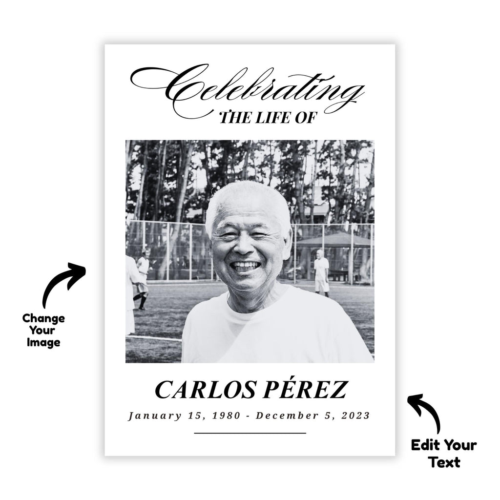 Celebrating The Life Of Prayer Card Template, Celebration of Life Template, Memorial Prayer Card, Printable Funeral Remembrance - Editable Memorial Canva Template